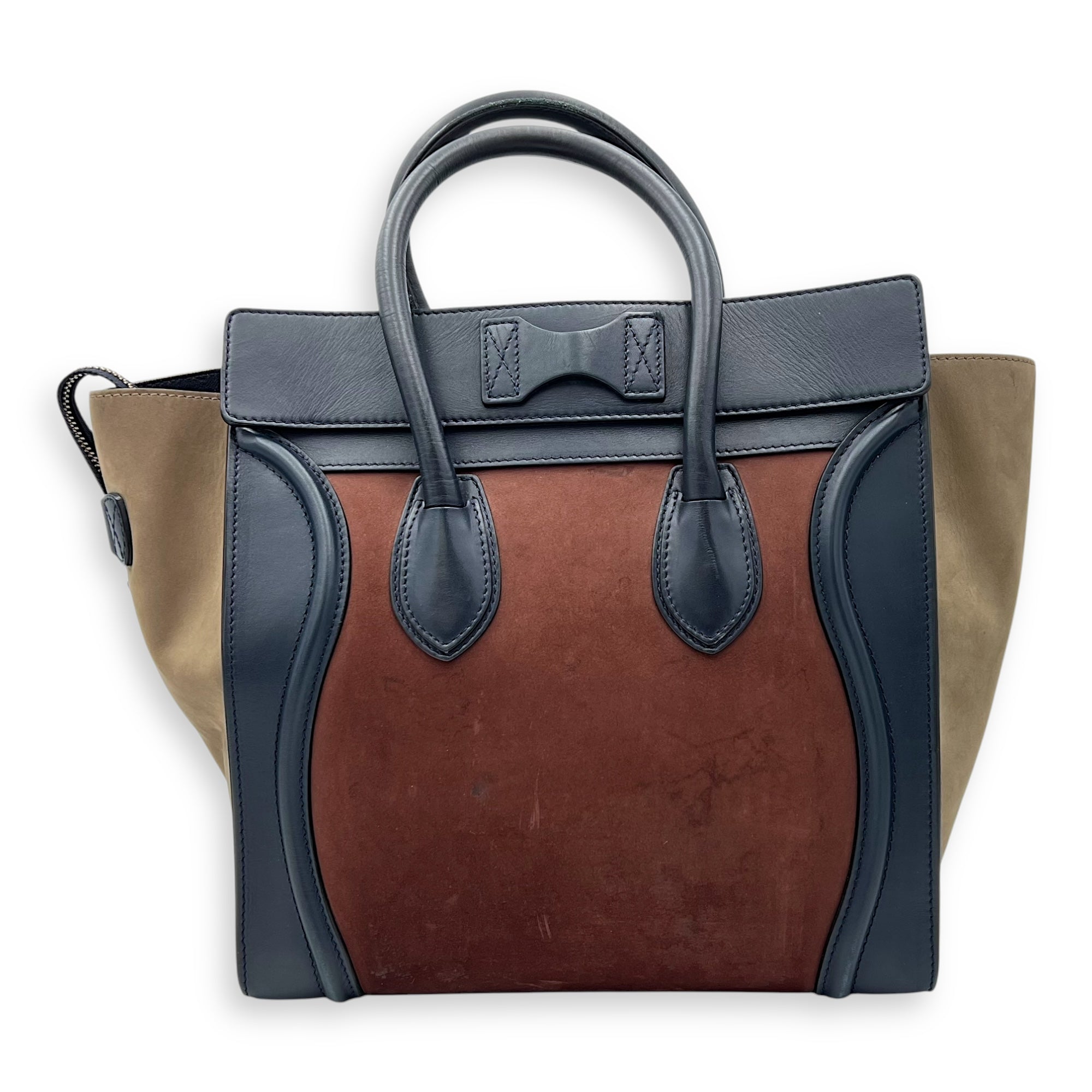 Luggage Mini Multi-colour Top Handle Bag in Suede Leather, Gold hardware - Image 3