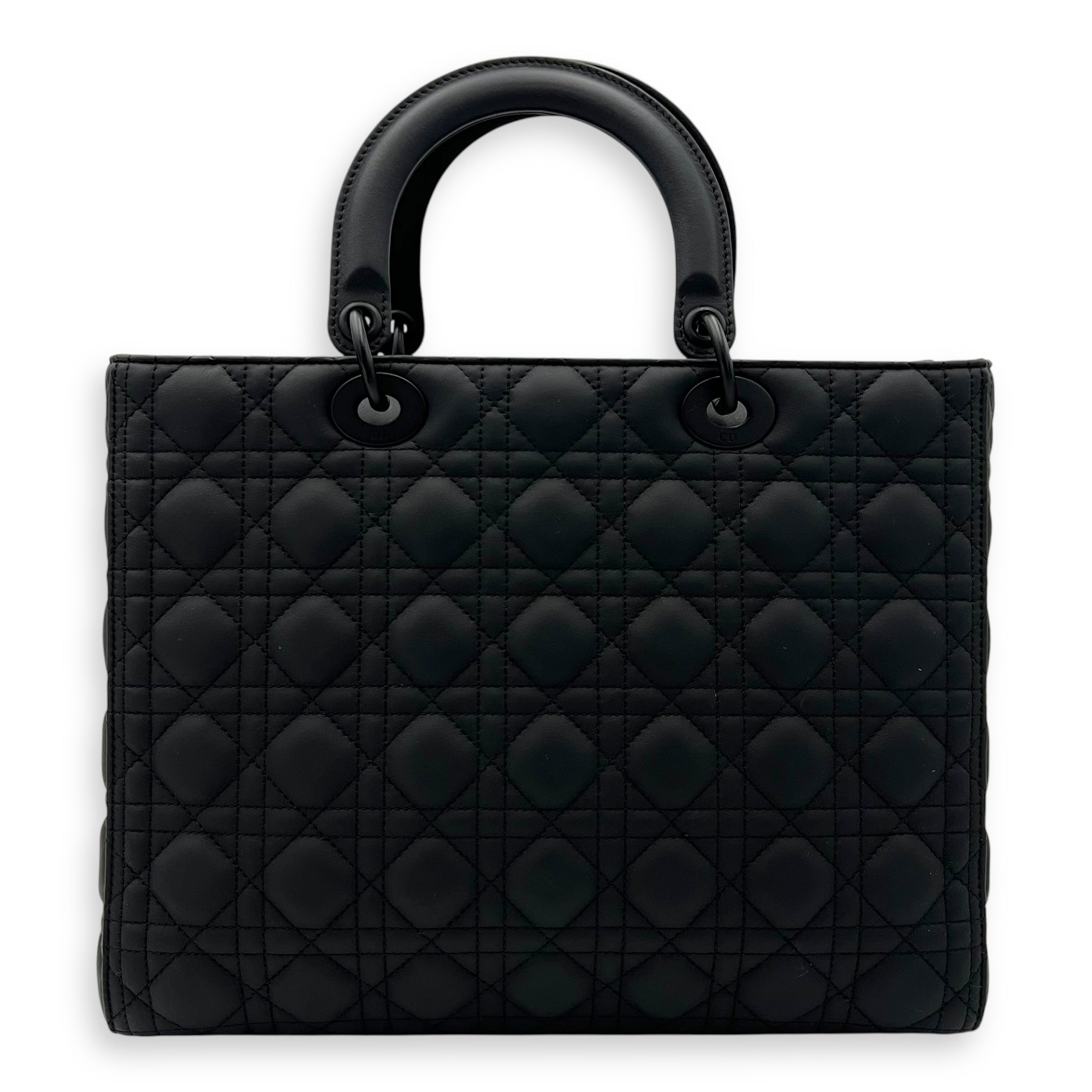 Lady Dior Top Handle Bag Large Ultramatte in Lambskin, Lacquered Metal hardware - Image 3