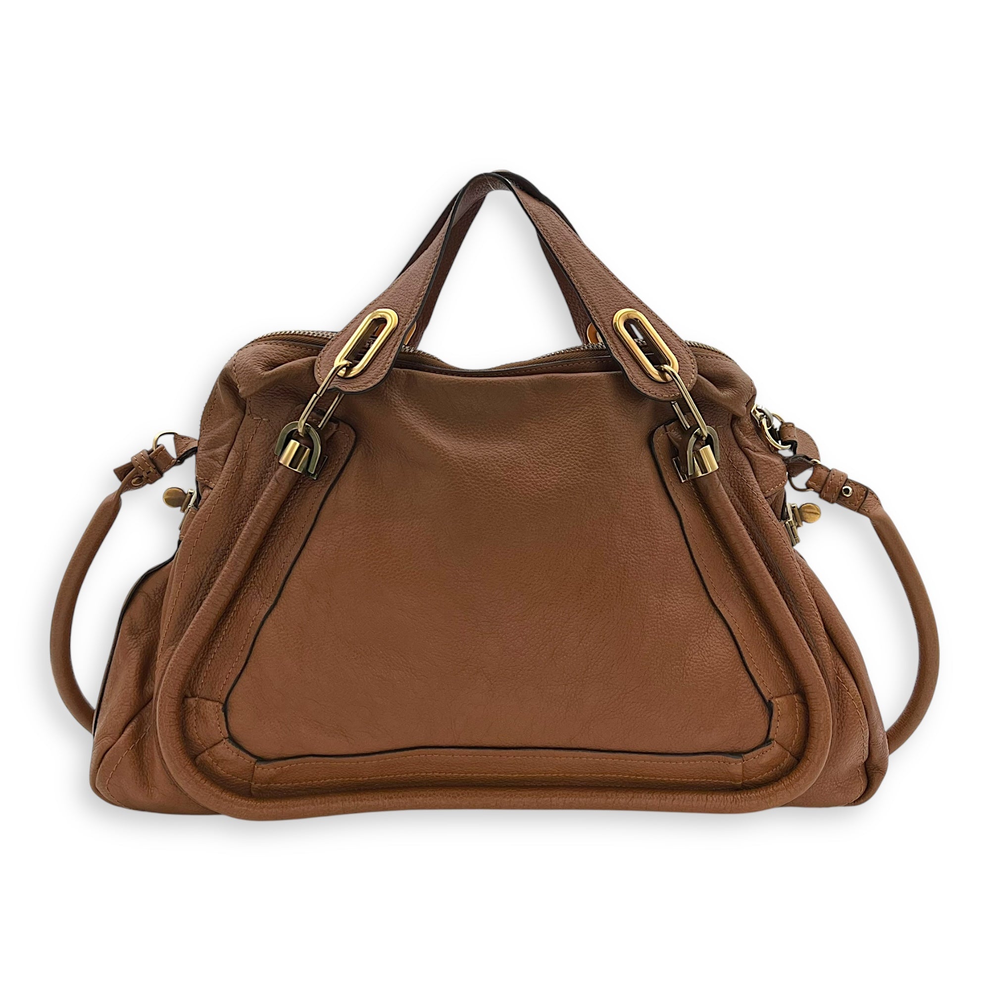 Paraty Large Brown Top Handle Bag in Calfskin, Gold hardware - Image 3