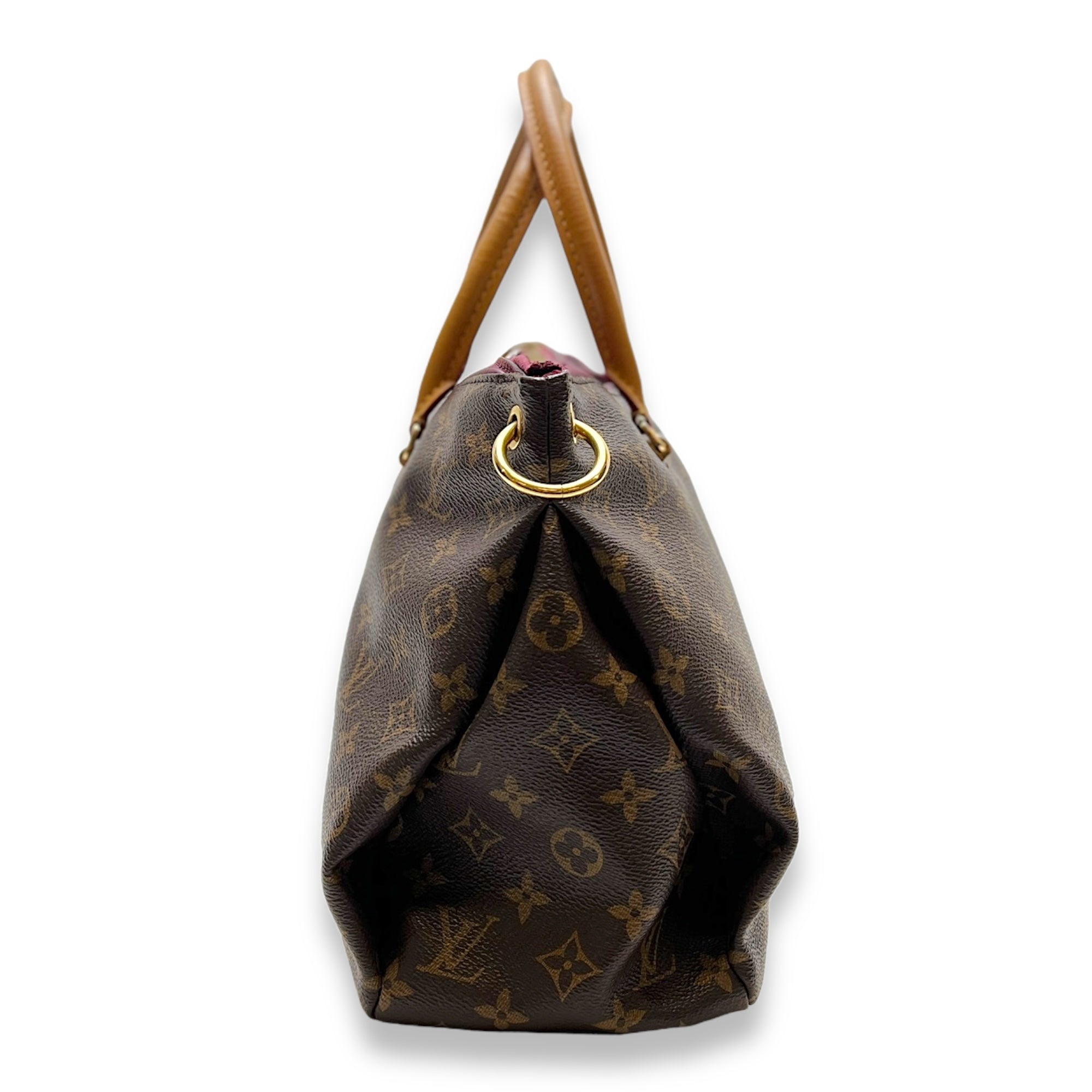 Pallas MM Brown Top Handle Bag in Monogram Coated Canvas, Gold hardware - Image 4