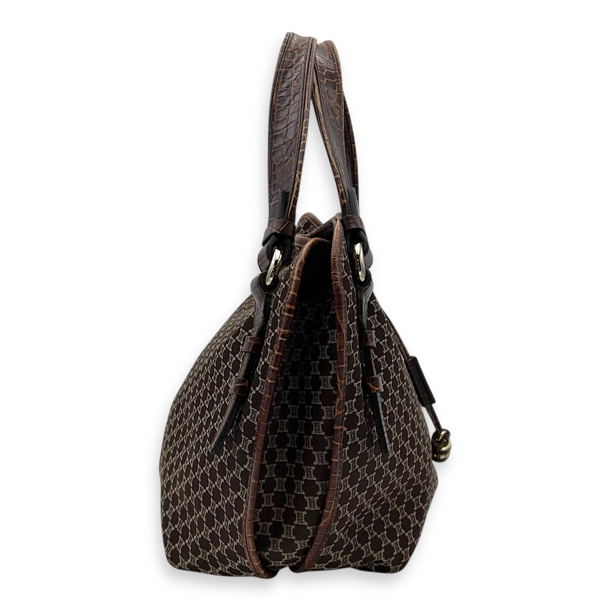 Bittersweet Brown Tote Bag in Canvas, Gold hardware - Image 4