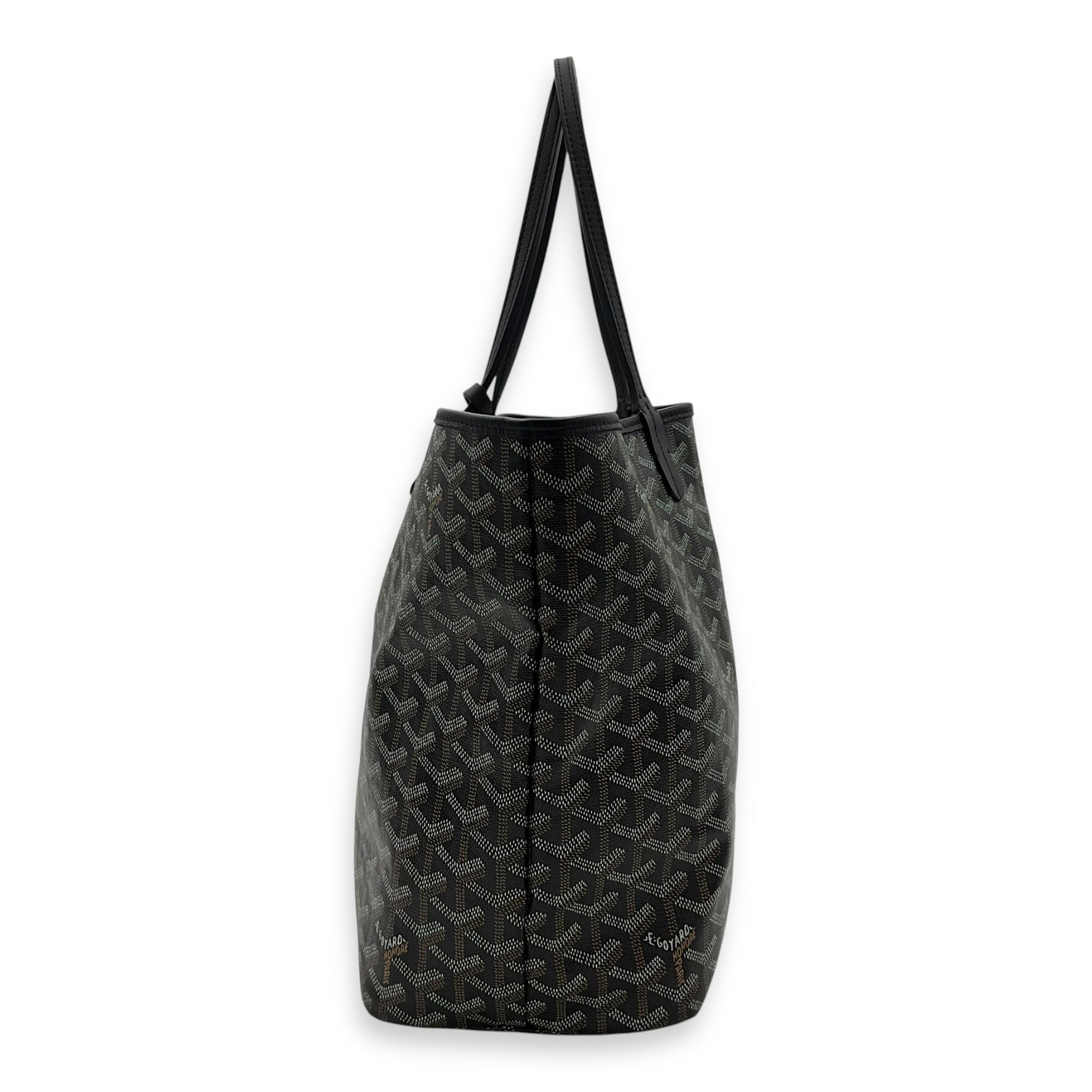 Saint Louis Tote Bag PM Black in Coated Canvas, Silver hardware - Image 4