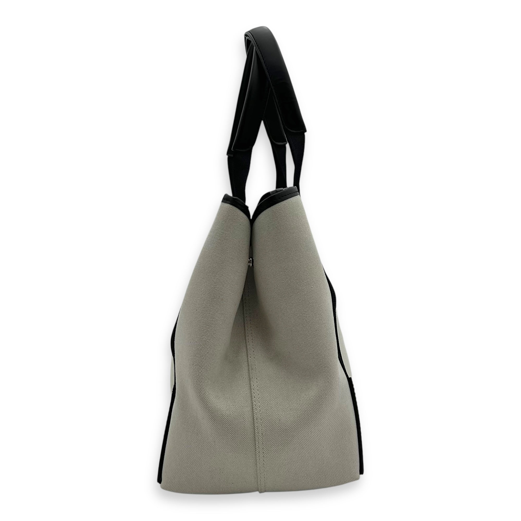 Cabas Tote Bag Medium White in Canvas, Silver hardware - Image 4