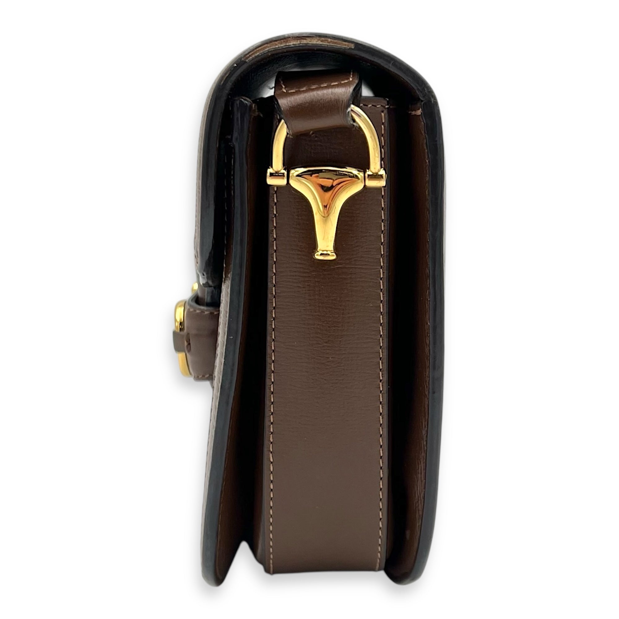 Horsebit 1955 Crossbody Bag Brown in Coated Canvas, Gold hardware - Image 5