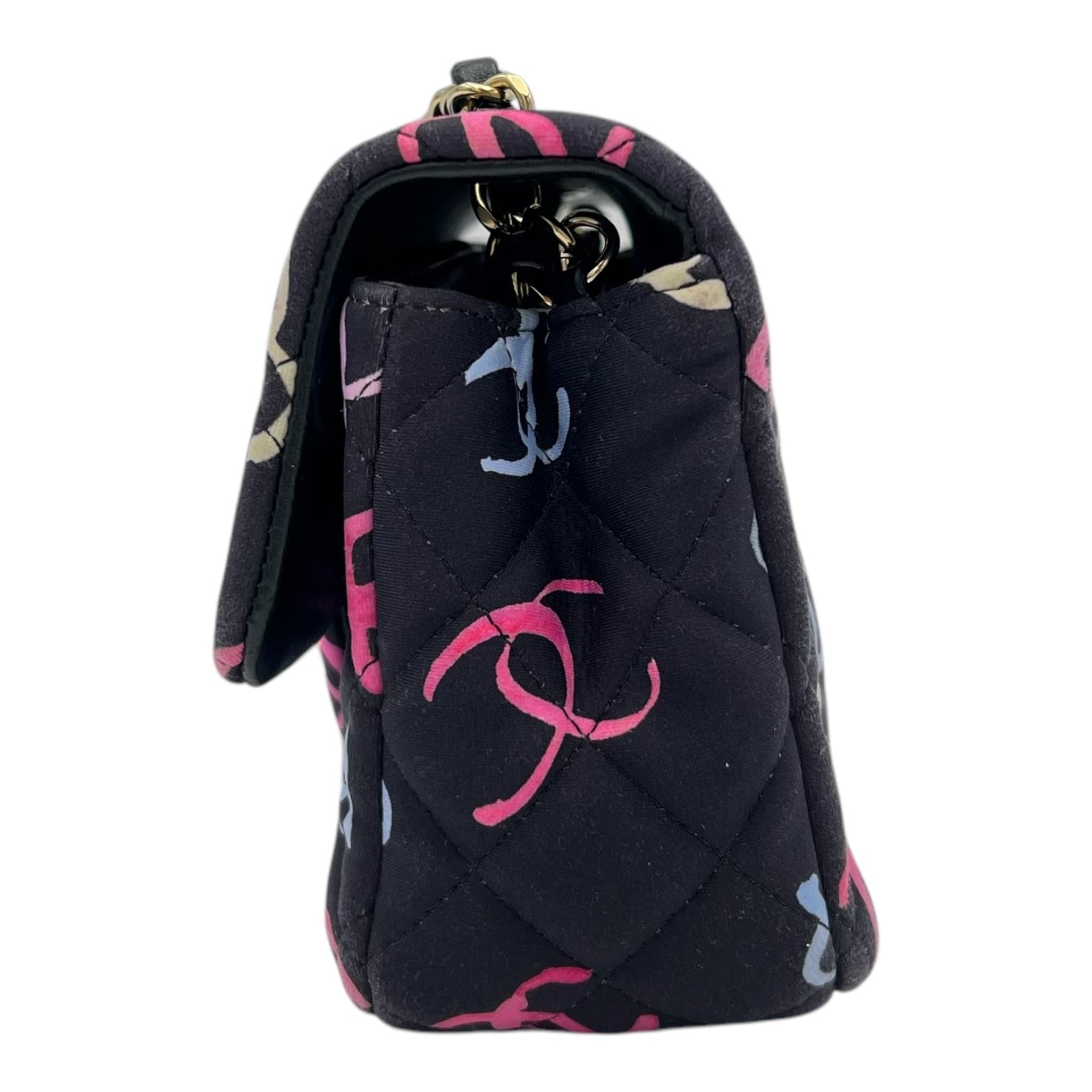 2024 Rectangle Mini Flap Multi-colour Shoulder Bag in Fabric, Gold hardware - Image 5