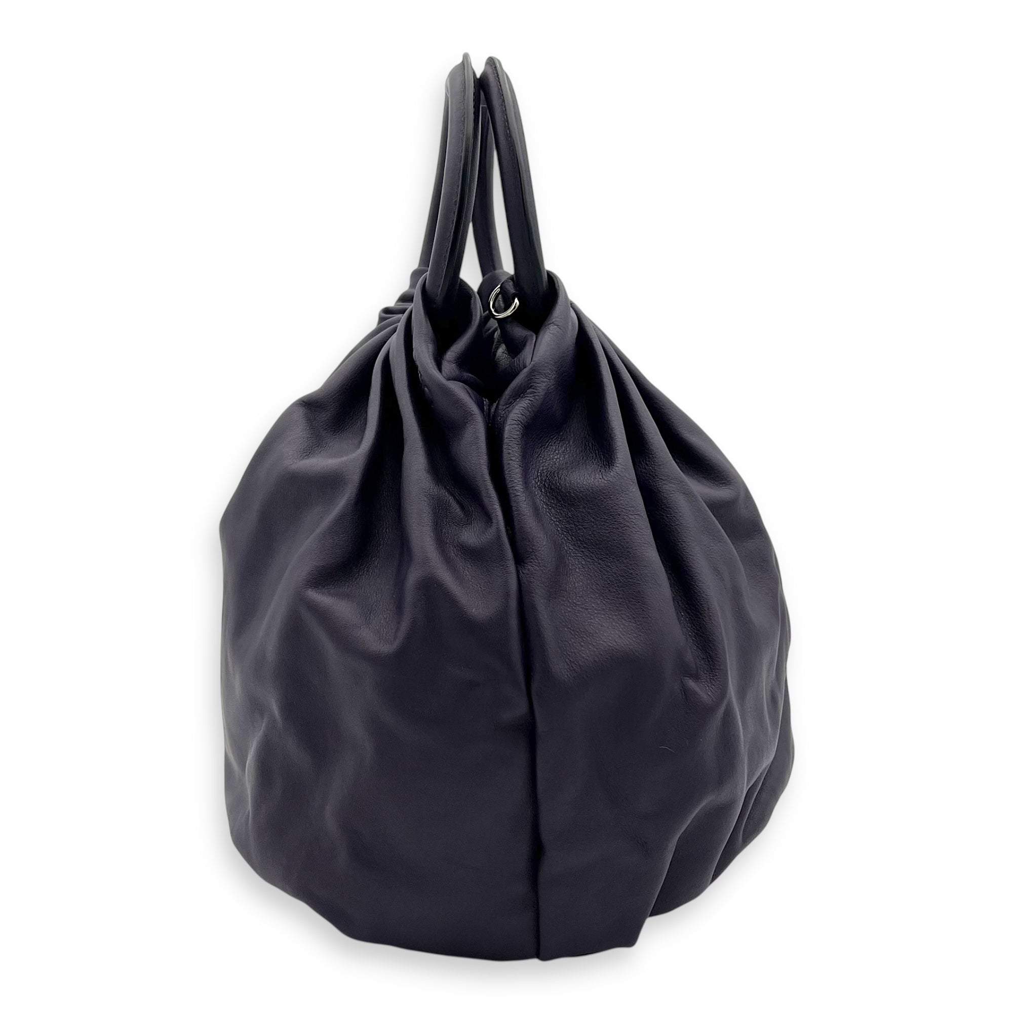 Bounce Top Handle Bag Purple in Calfskin, Silver hardware - Image 5