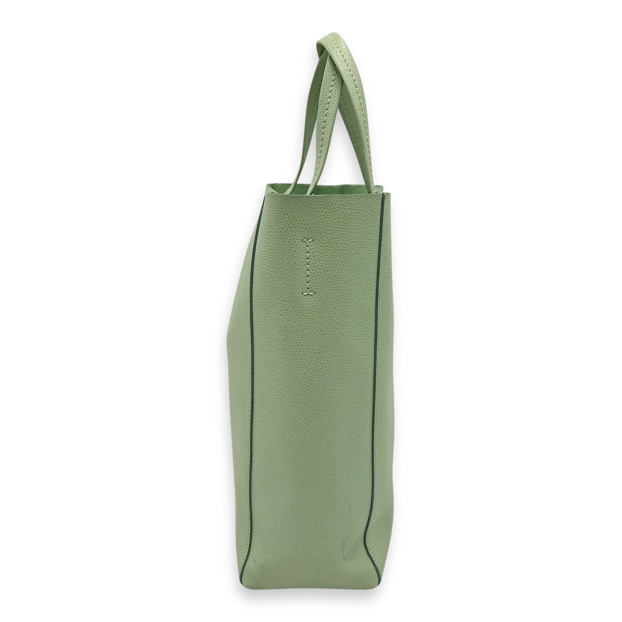 Cabas Green Tote Bag in Calfskin, Gold hardware - Image 6