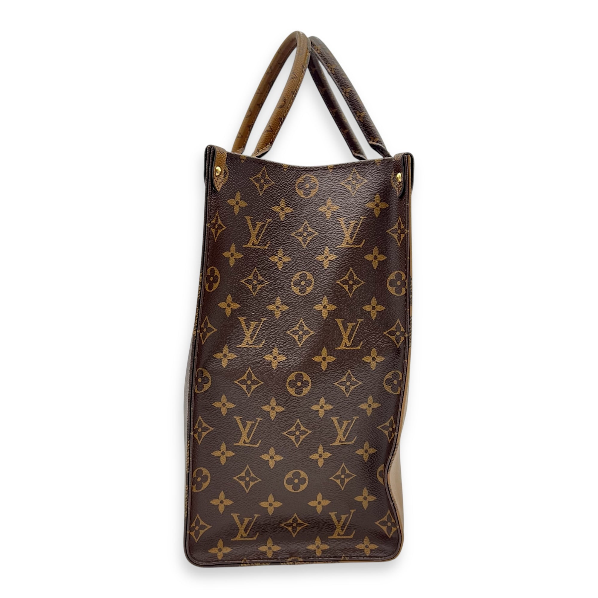OnTheGo Tote Bag GM Brown in Monogram Coated Canvas, Gold hardware - Image 4