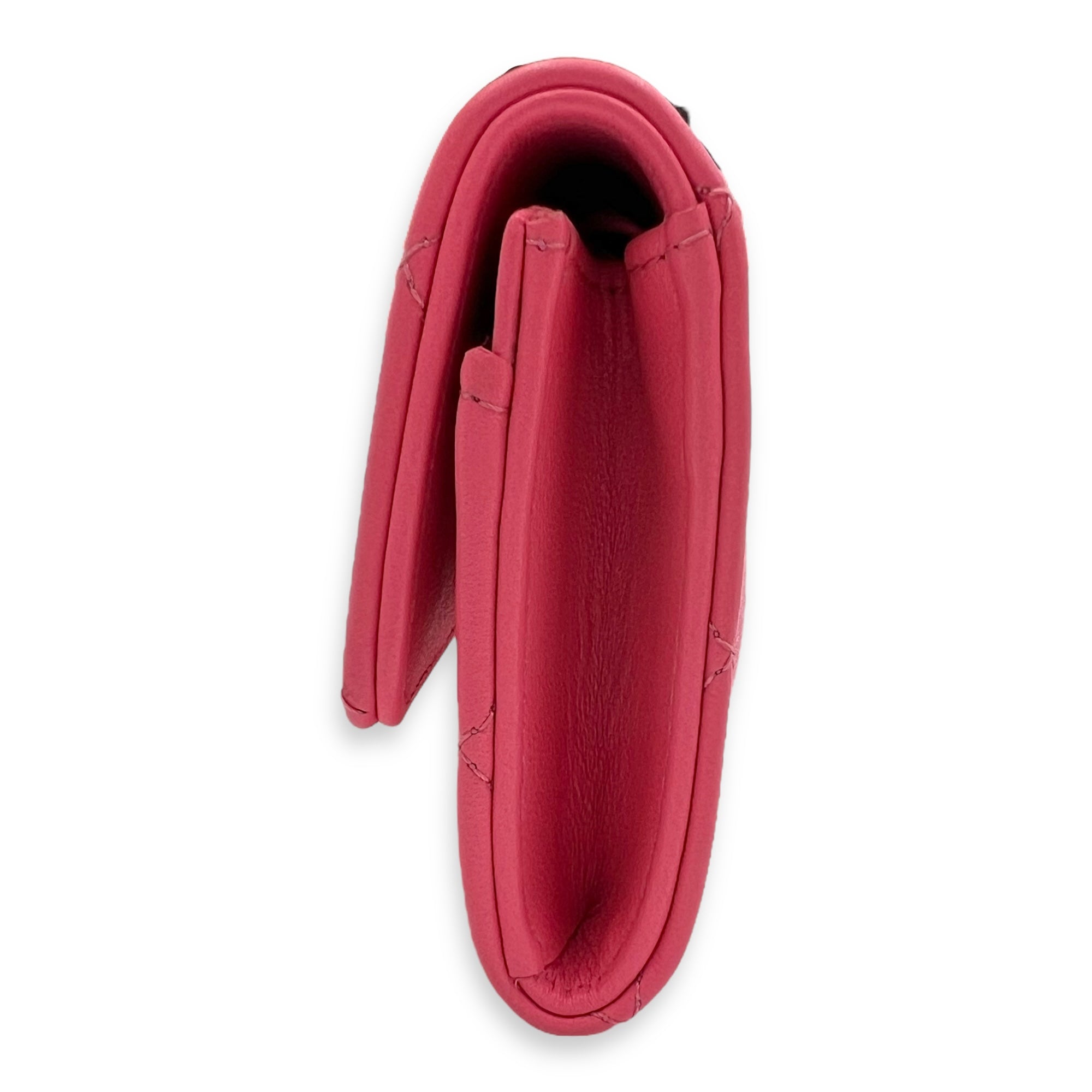 CC Pink Card Holder in Lambskin, Silver hardware - Image 5