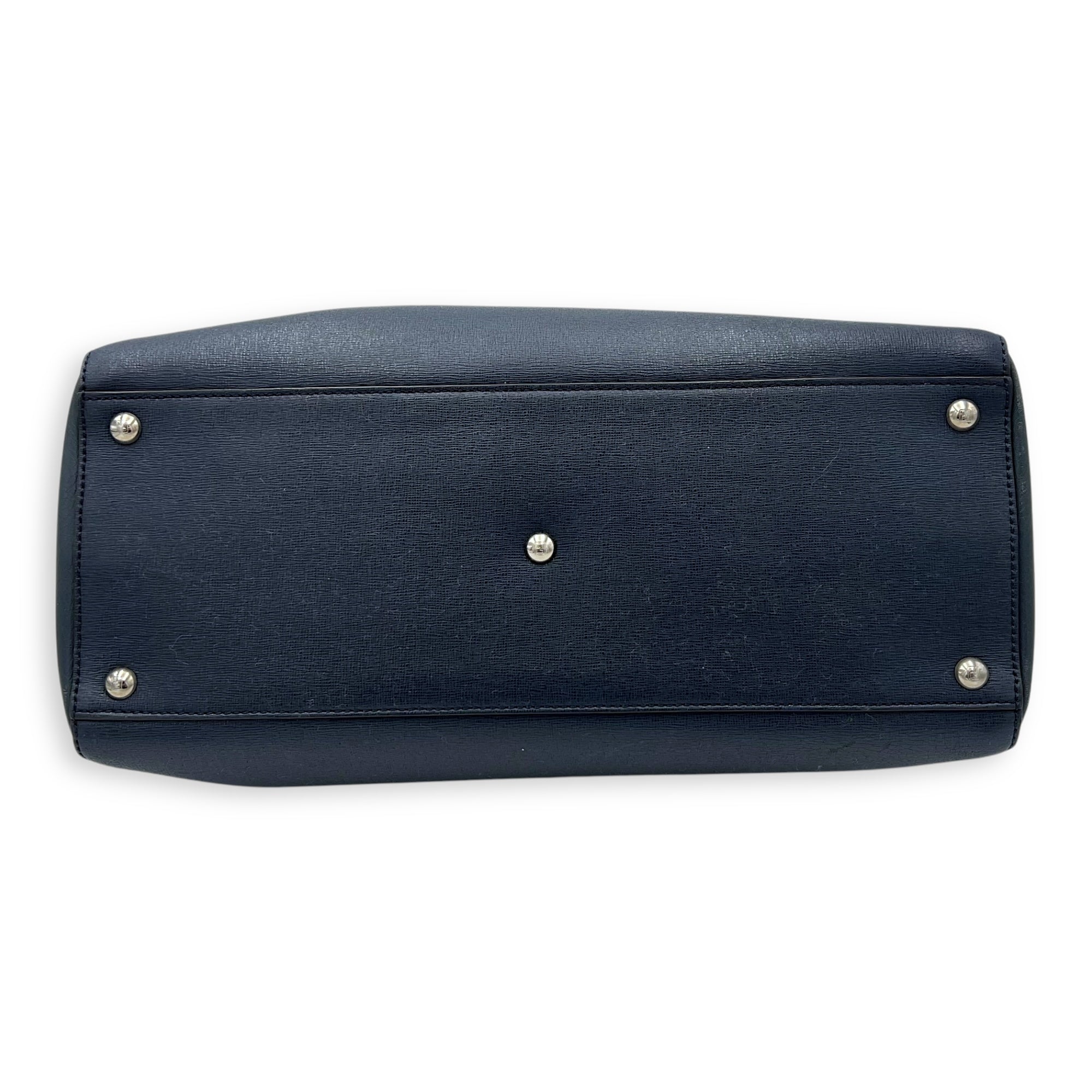 2Jours Blue Top Handle Bag in Calfskin, Silver hardware - Image 6