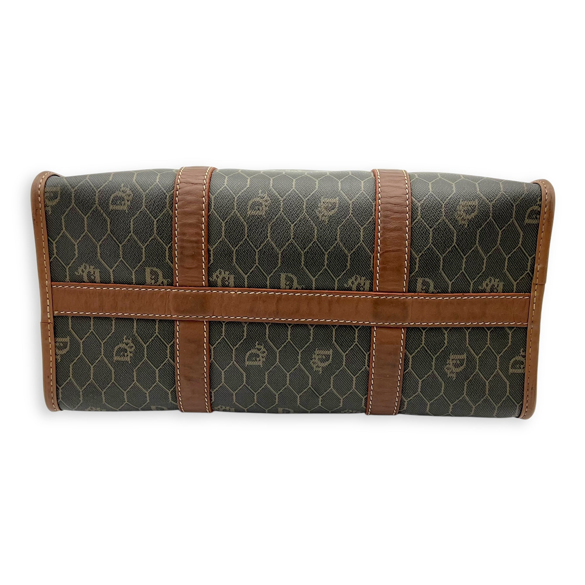 Honeycomb Top Handle Bag Brown in Coated Canvas, Gold hardware - Image 6