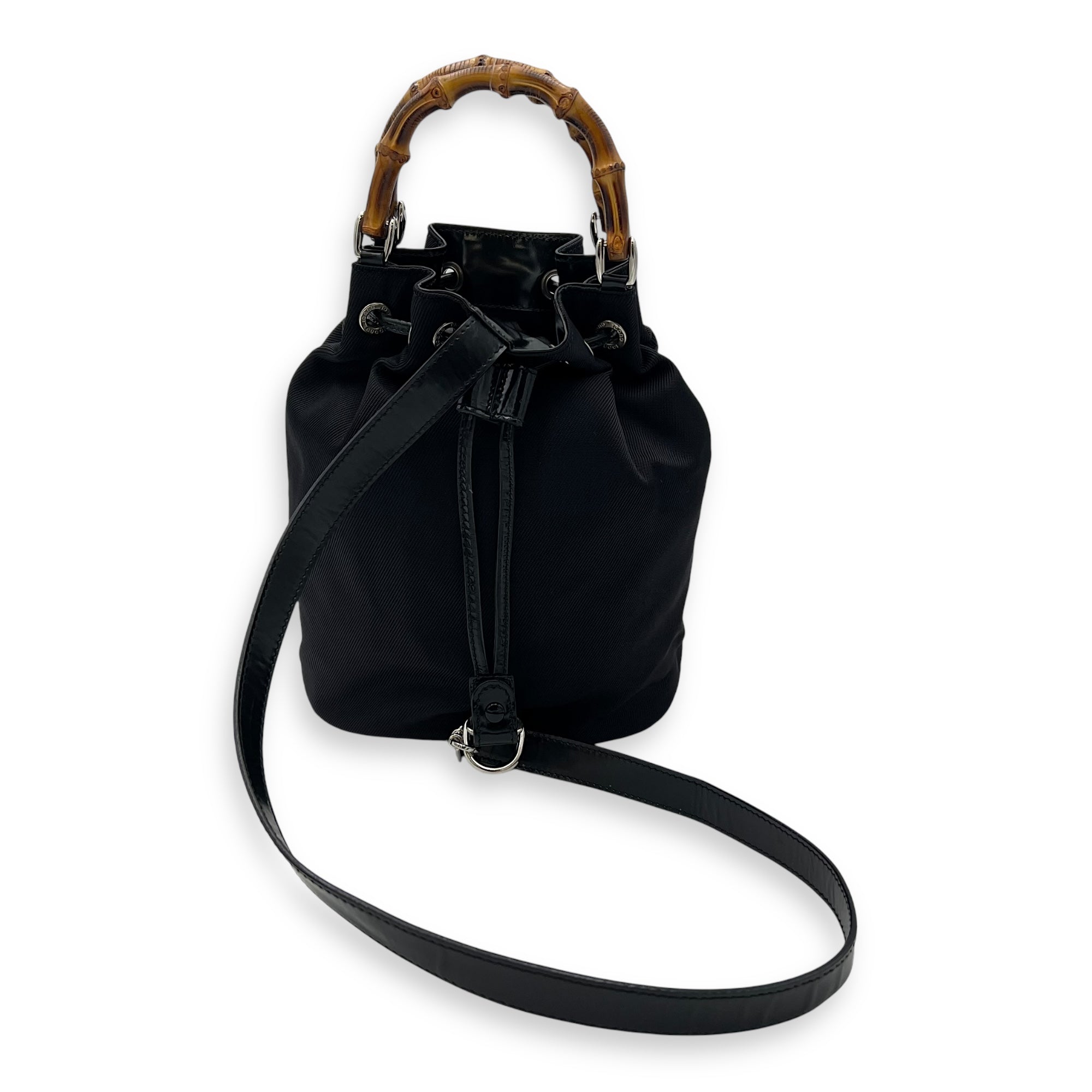 Bamboo Top Handle Bag Black in Calfskin, Gold hardware - Image 11