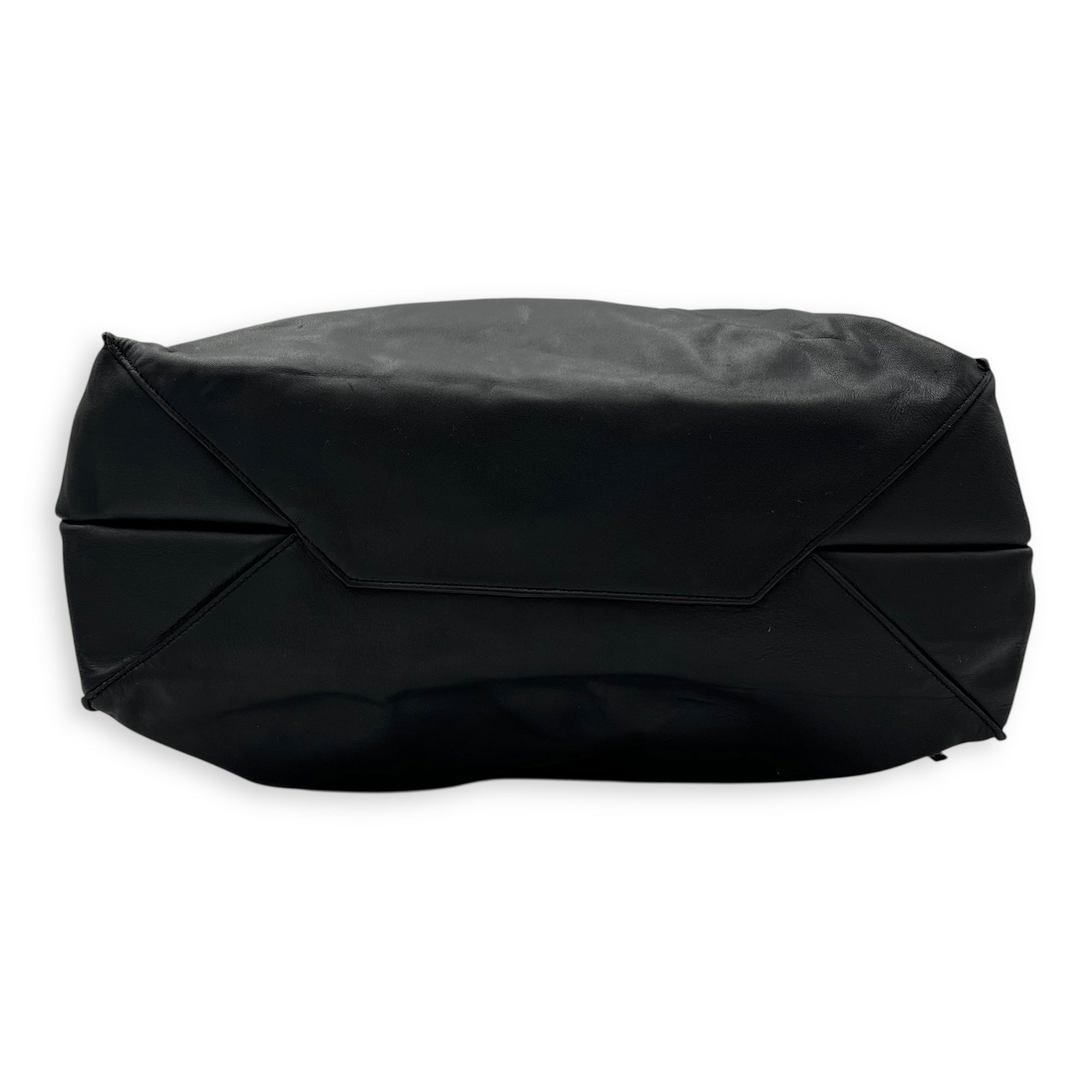 Drawstring Top Handle Bag Black in Calfskin, Silver hardware - Image 6