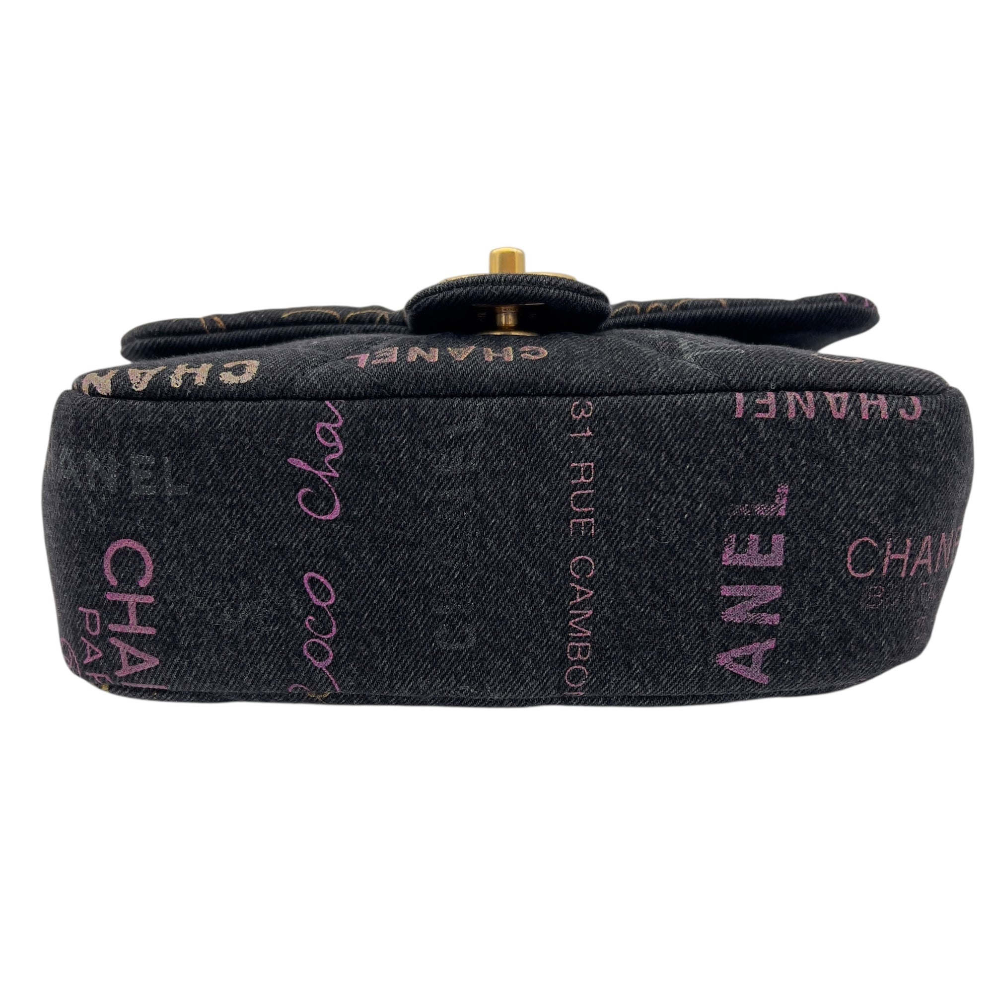 Mood Multi-colour Shoulder Bag in Denim, Gold hardware - Image 4