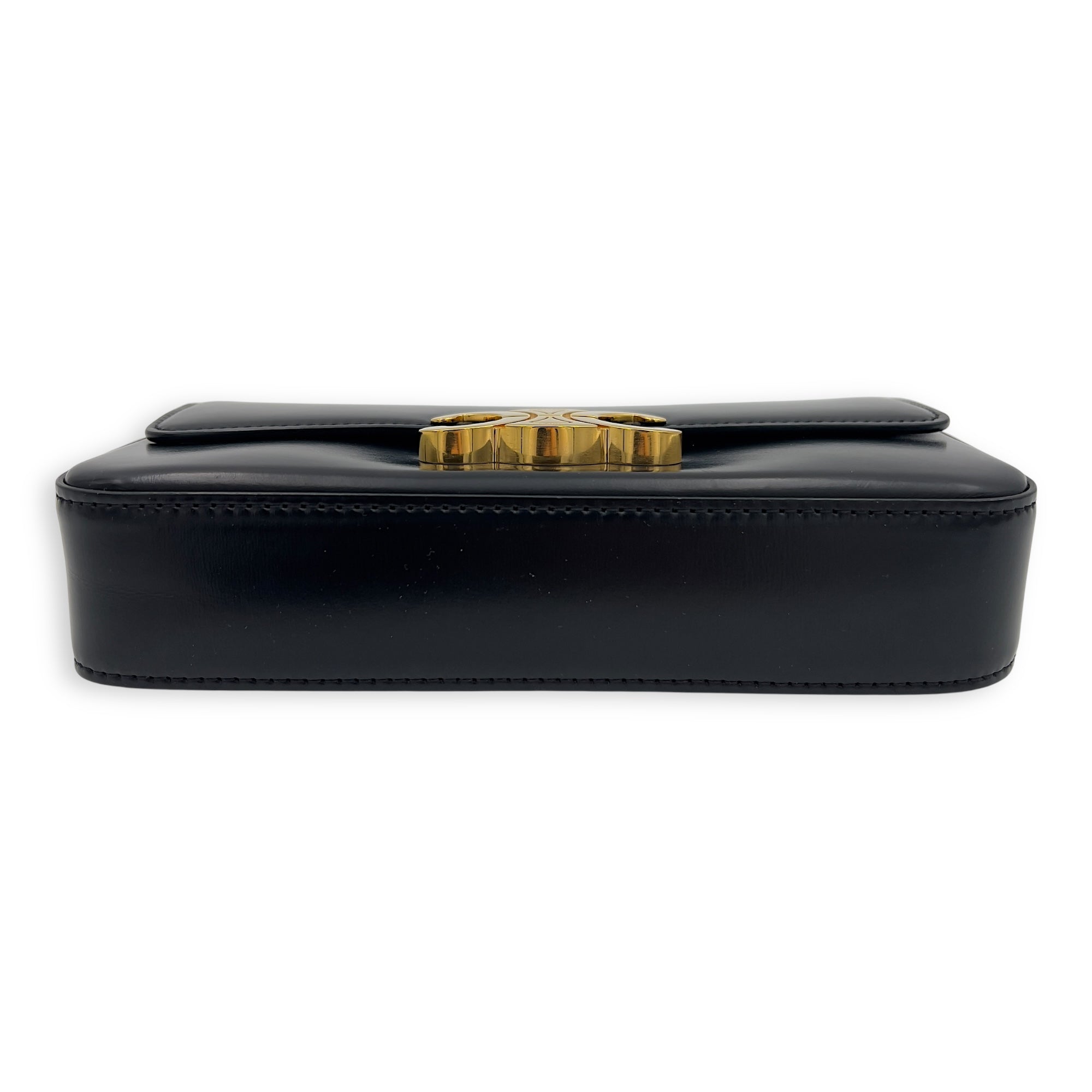 Triomphe Claude Black Shoulder Bag in Calfskin, Gold hardware - Image 6