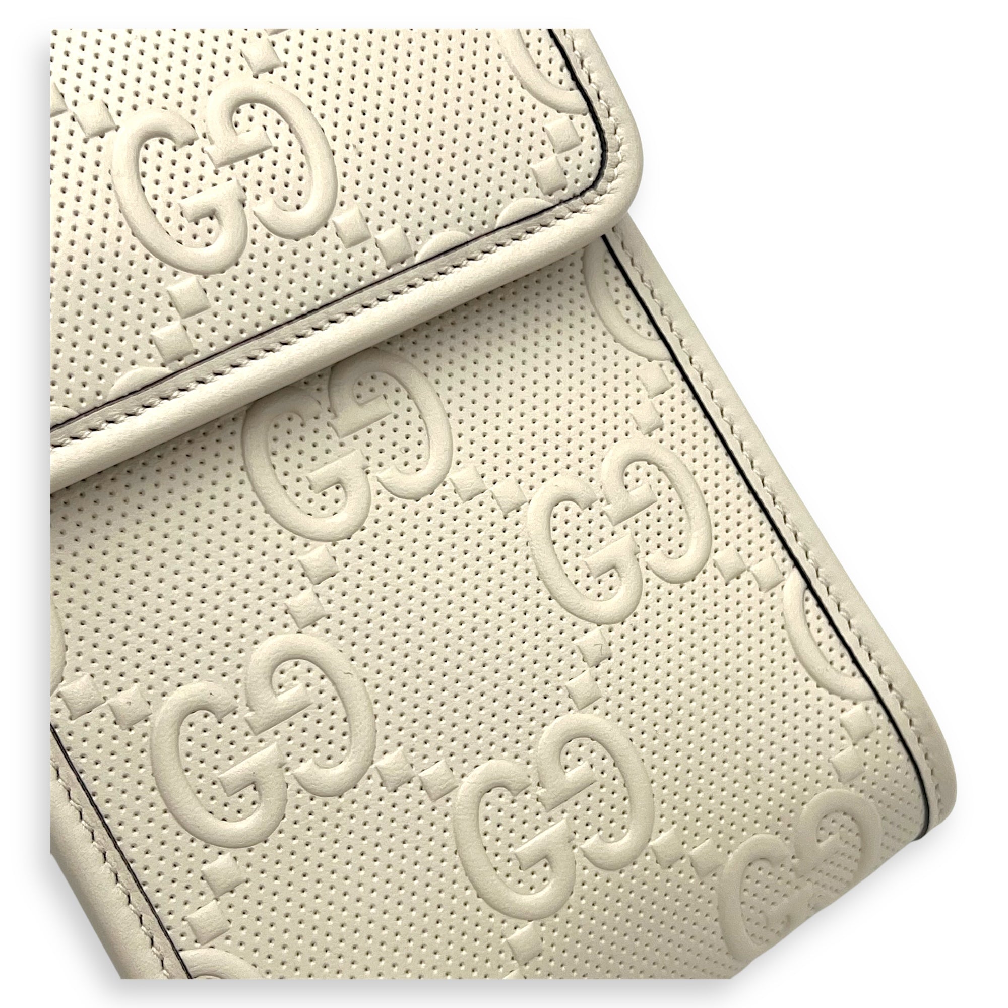 GG Crossbody Bag White in Calfskin, Silver hardware - Image 7
