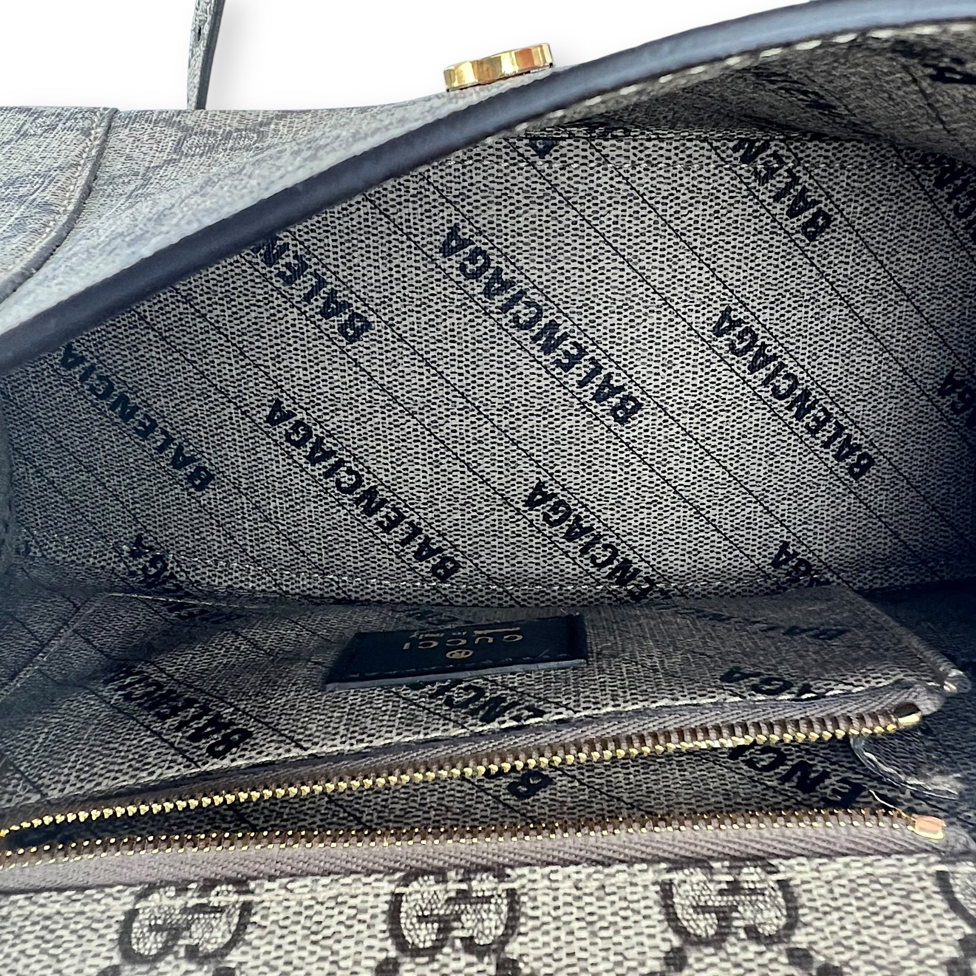 x Balenciaga Hourglass GG Supreme Brown Top Handle Bag in Monogram Coated Canvas, Gold hardware - Image 7