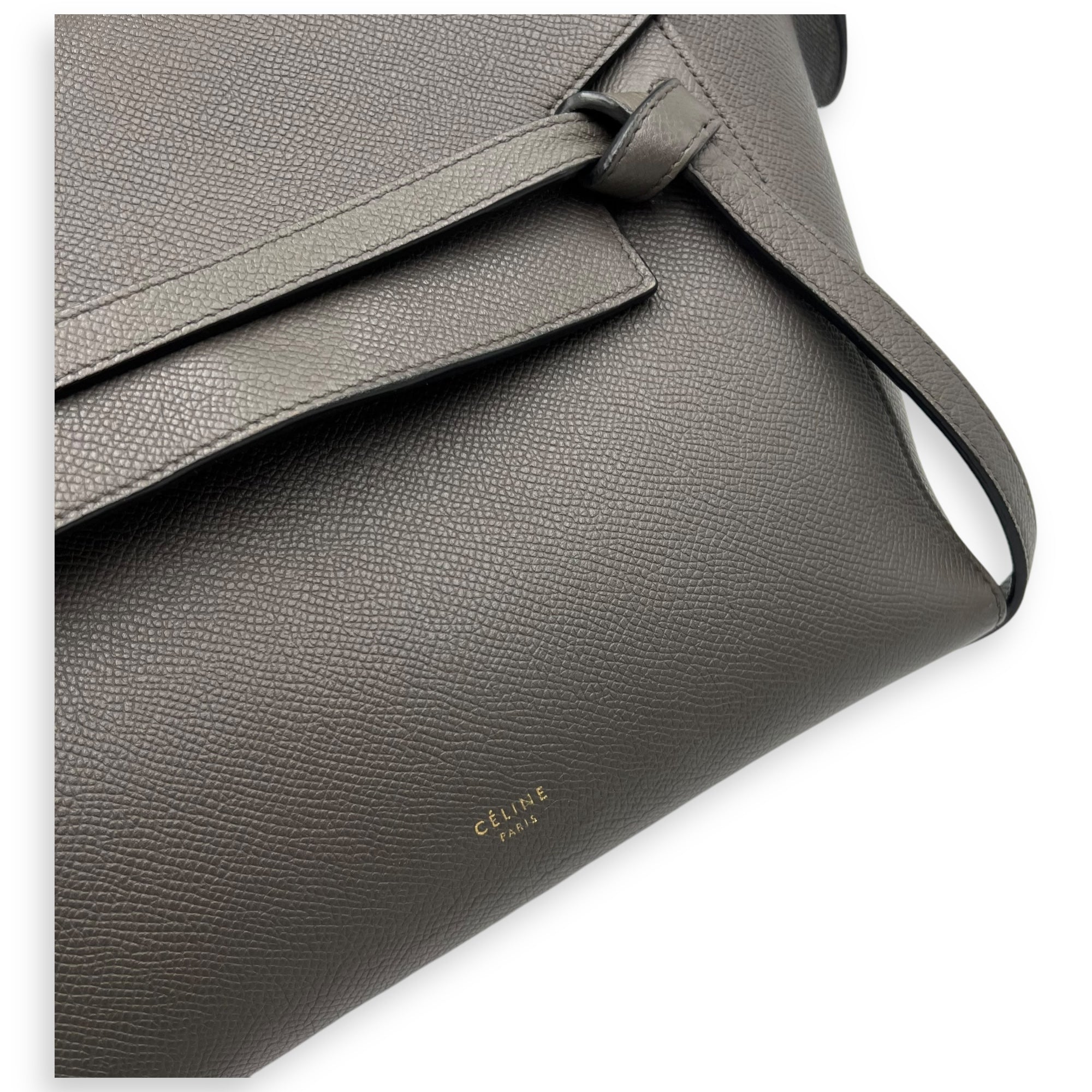 Belt Bag Top Handle Bag Micro Grey in Calfskin, Gold hardware - Image 7