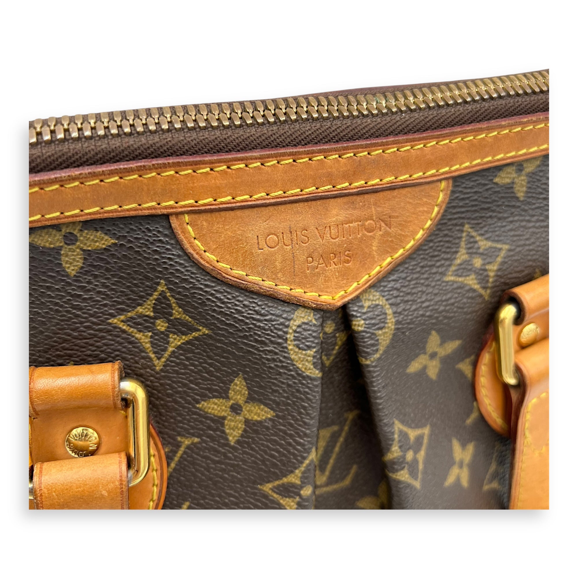 Palermo PM Brown Top Handle Bag in Monogram Coated Canvas, Gold hardware - Image 8