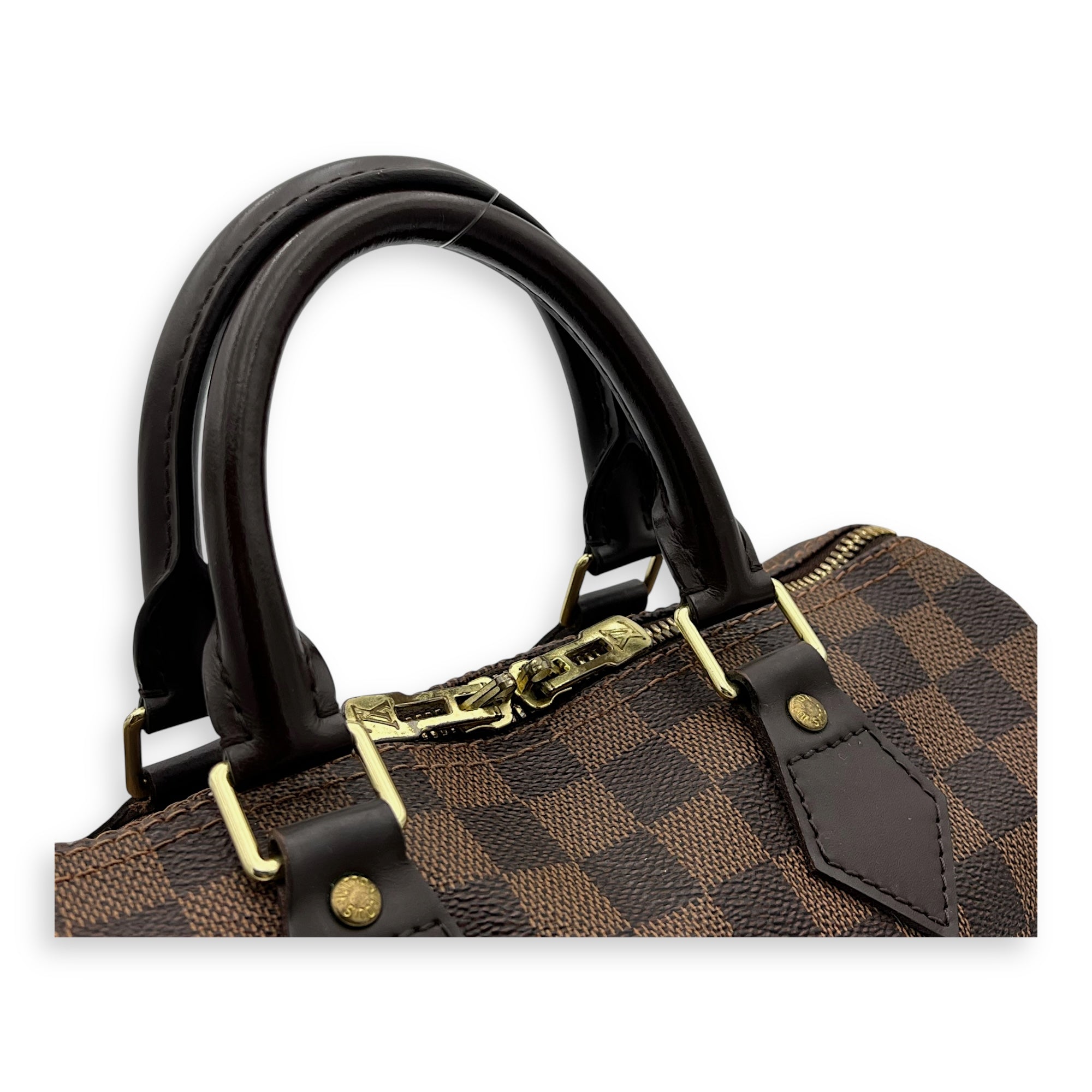 Speedy Bandouliere Top Handle Bag 25 Brown in Coated Canvas, Gold hardware - Image 7