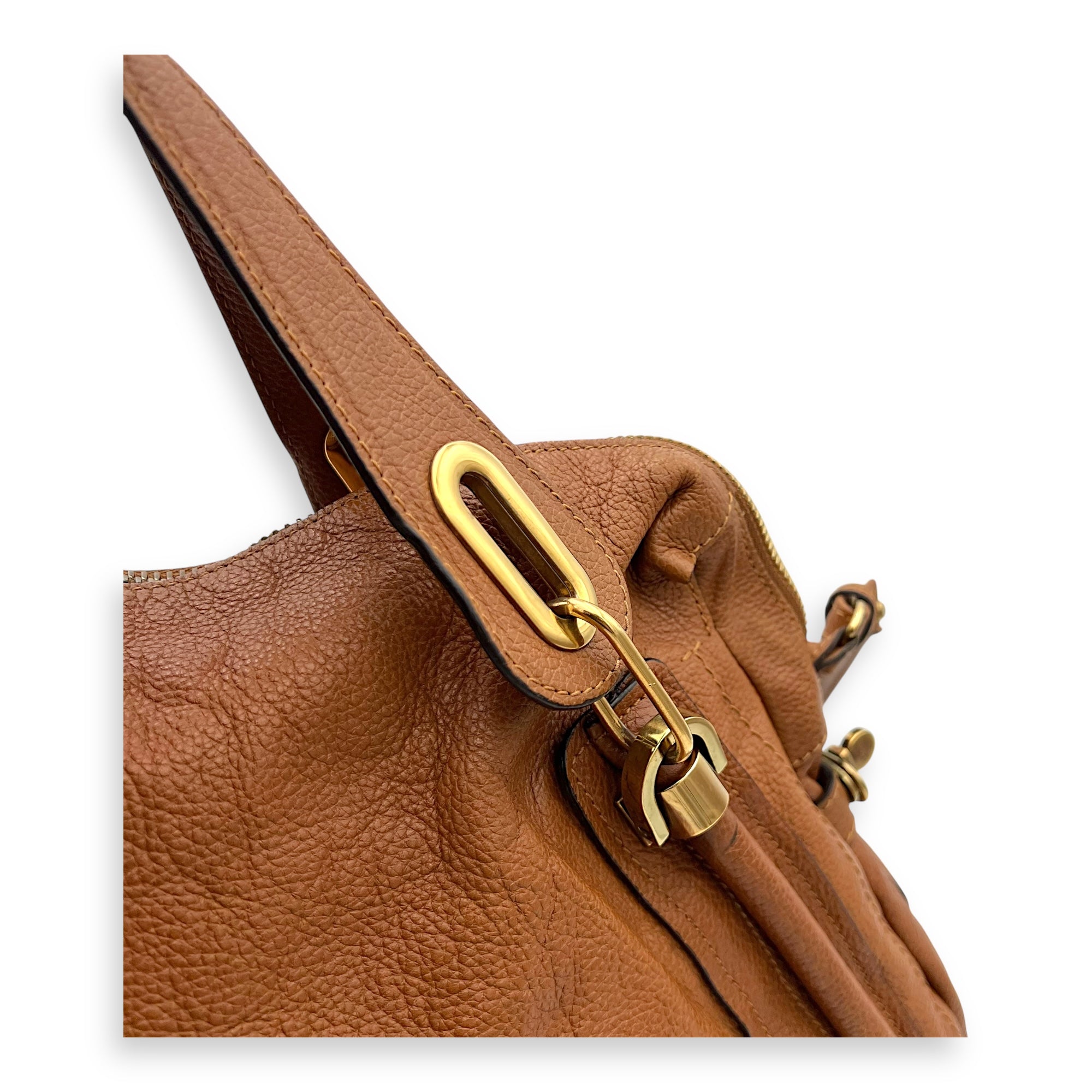 Paraty Large Brown Top Handle Bag in Calfskin, Gold hardware - Image 7