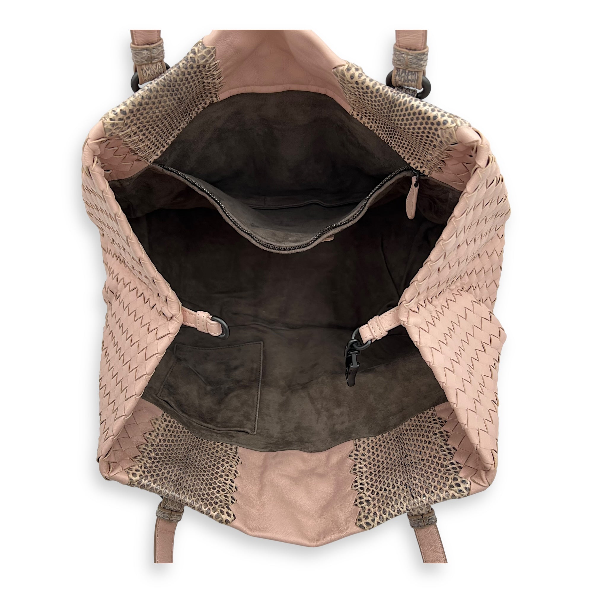 Intrecciato Top Handle Bag Pink in Lambskin, Gunmetal hardware - Image 9