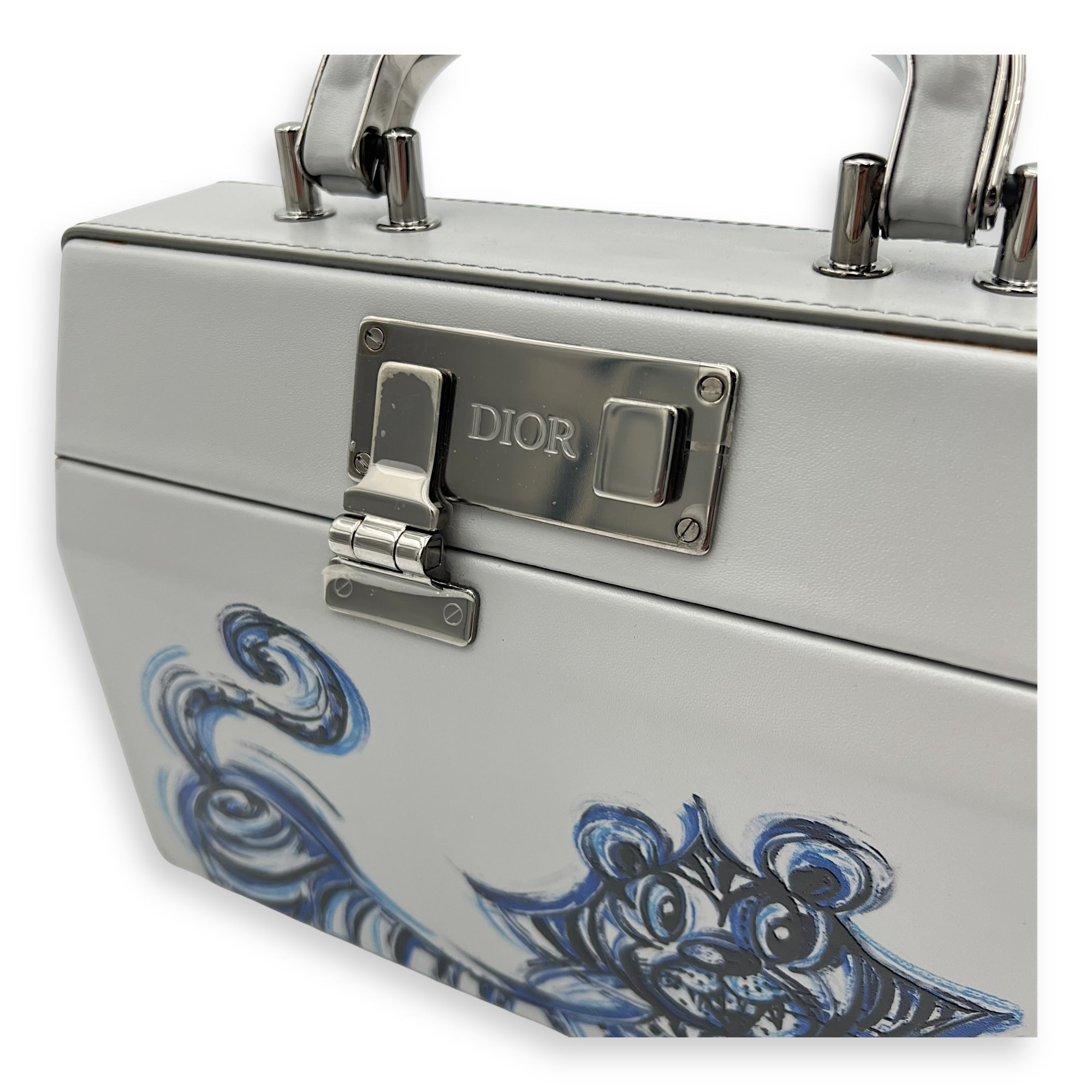 Kenny Scharf Vanity Top Handle Bag Grey in Calfskin, Silver hardware - Image 7