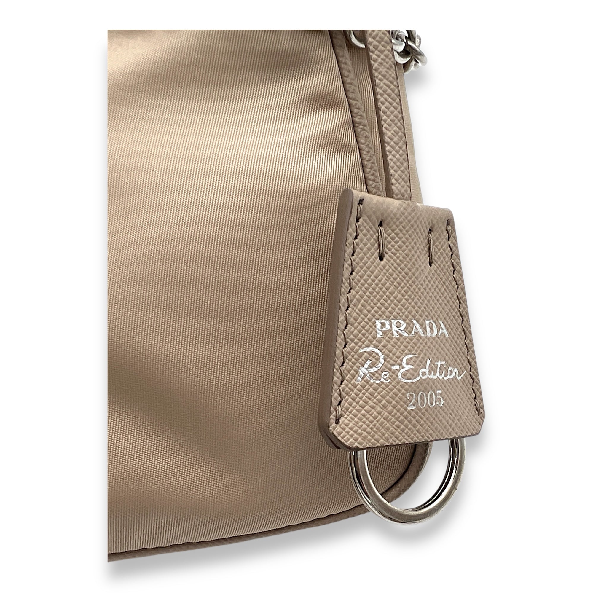 Re-Edition 2005 Beige Crossbody Bag in Re-Nylon, Silver hardware - Image 8