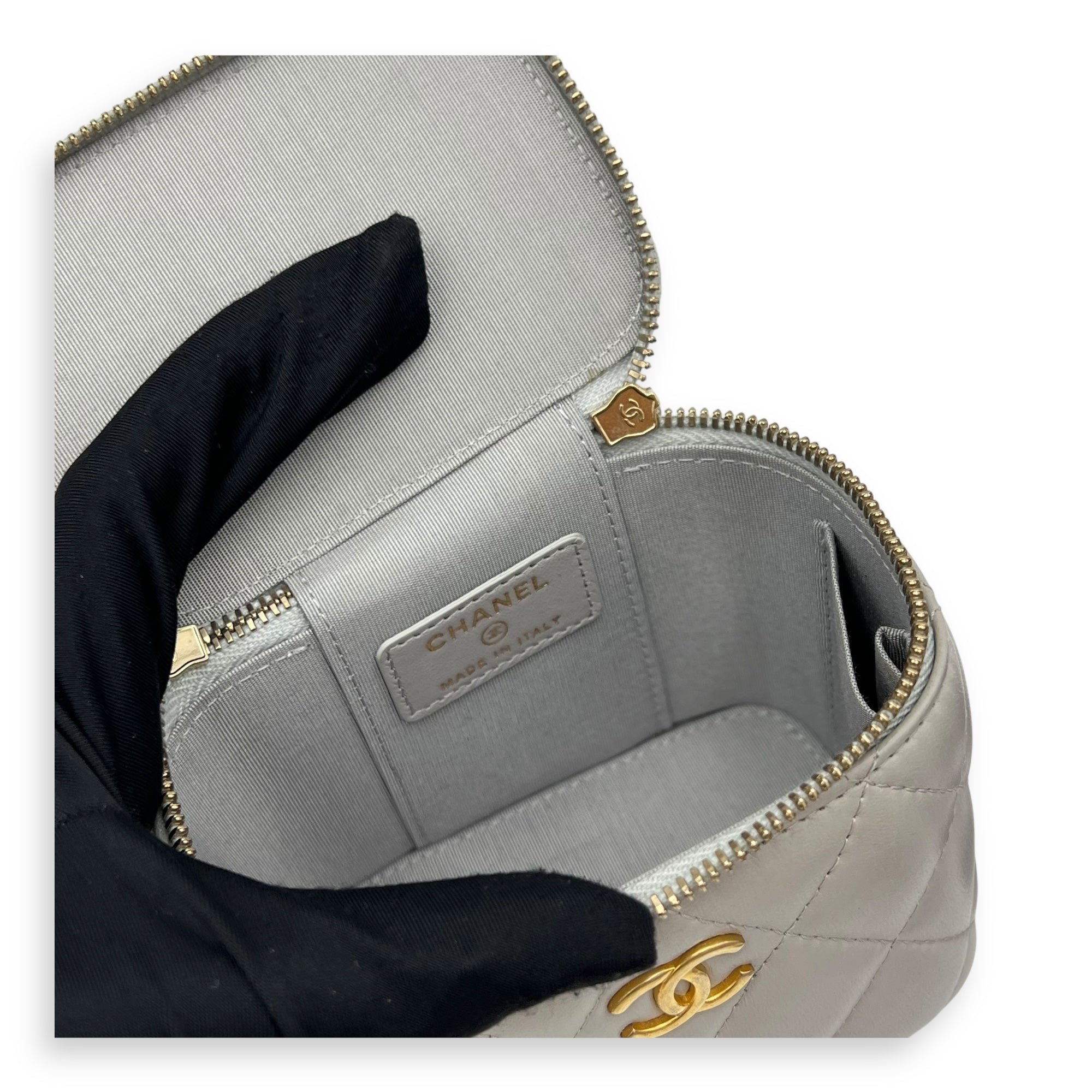 Classic Vanity Bag Mini Grey in Lambskin , Gold Hardware - Image 8
