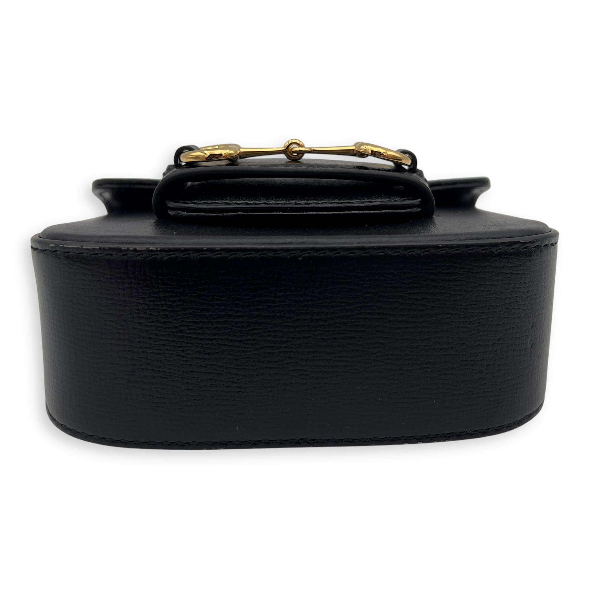 Horsebit 1955 Black Wallet On Chain in Calfskin, Gold hardware - Image 6