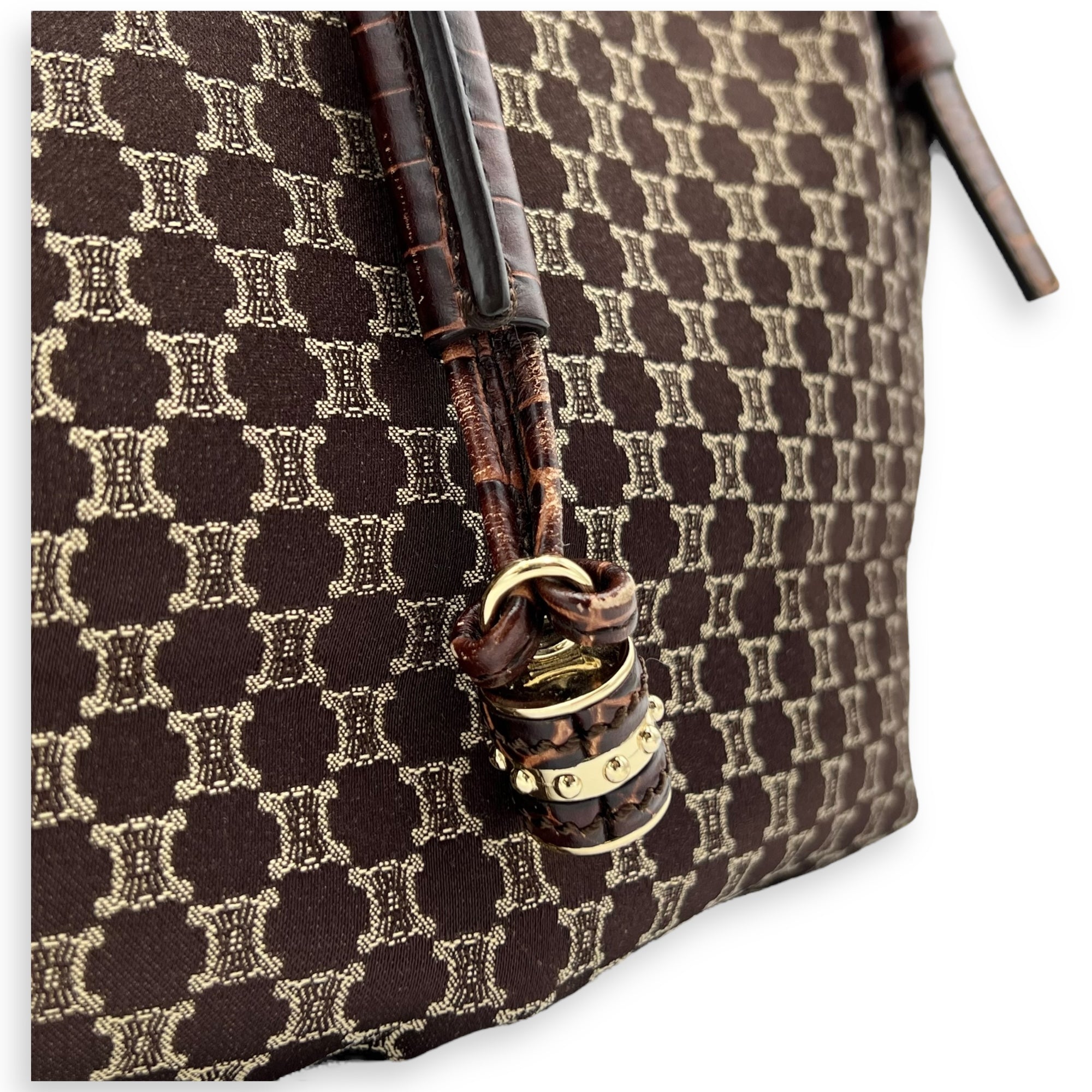 Bittersweet Brown Tote Bag in Canvas, Gold hardware - Image 8