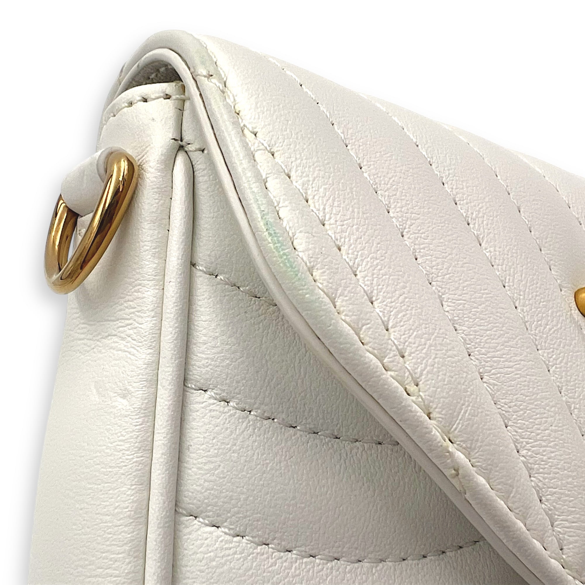 New Wave Crossbody Bag White in Calfskin, Gold hardware - Image 9