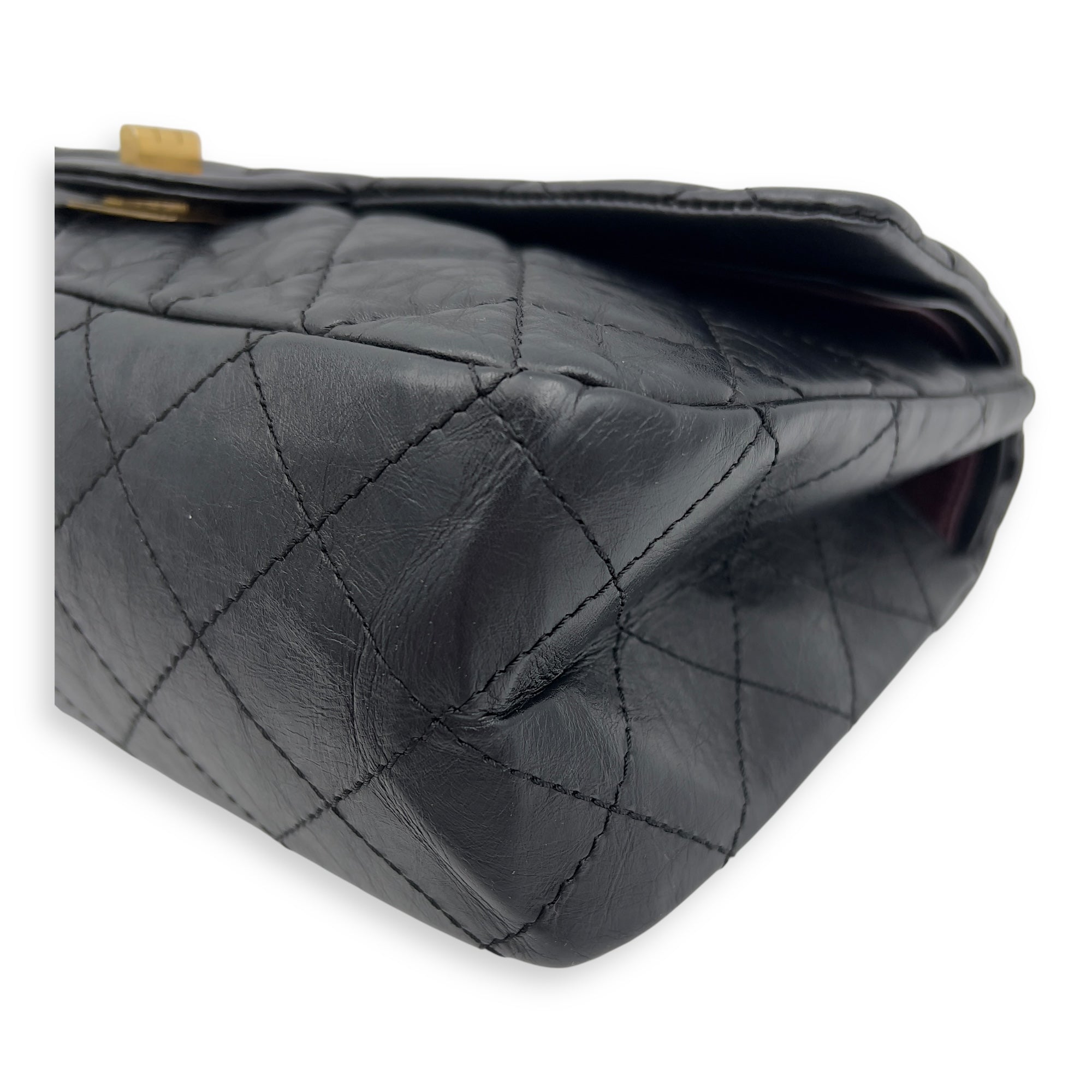 2.55 Shoulder Bag 27 Black in Calfskin, Gold hardware - Image 9