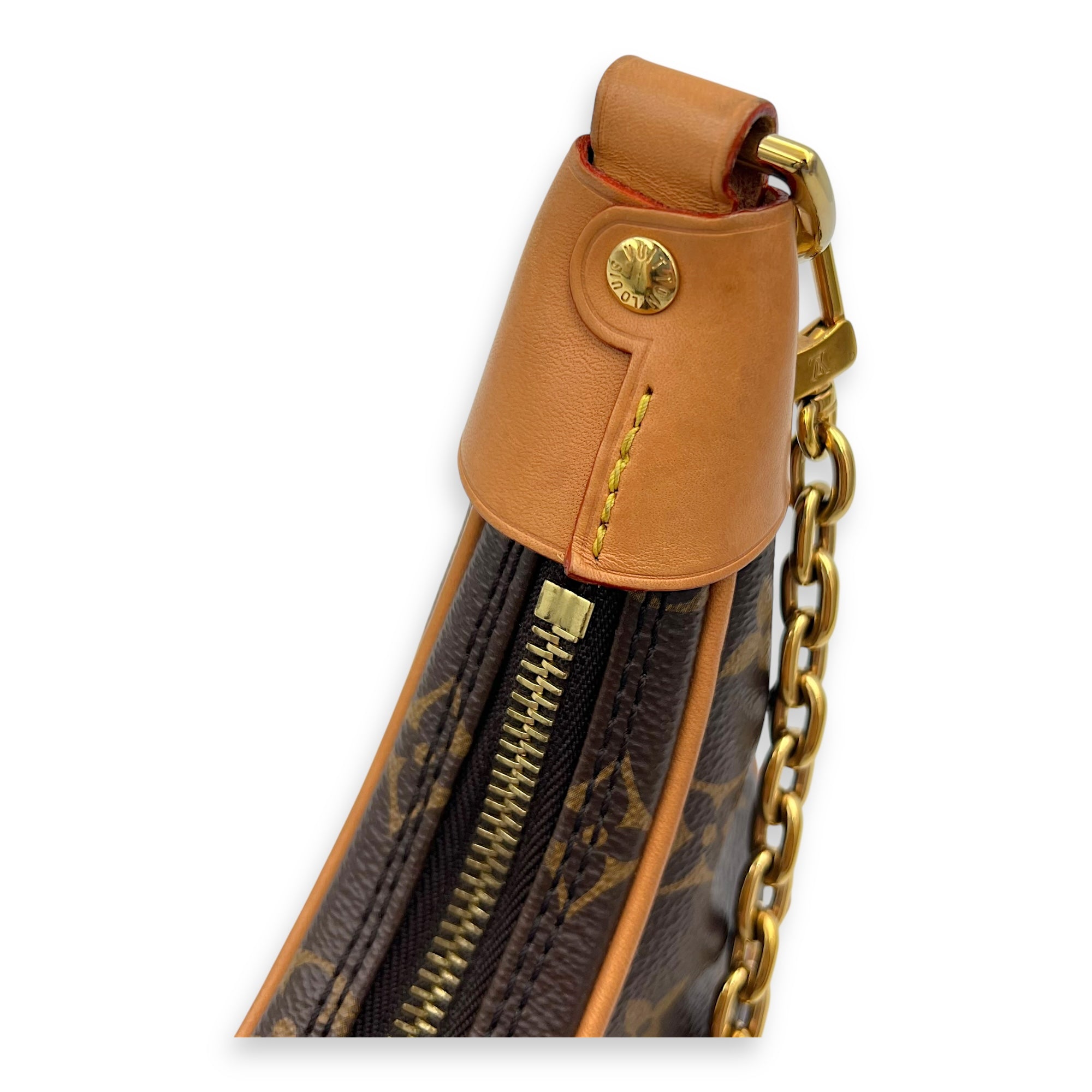 Loop Brown Shoulder Bag in Monogram Coated Canvas, Gold hardware - Image 9