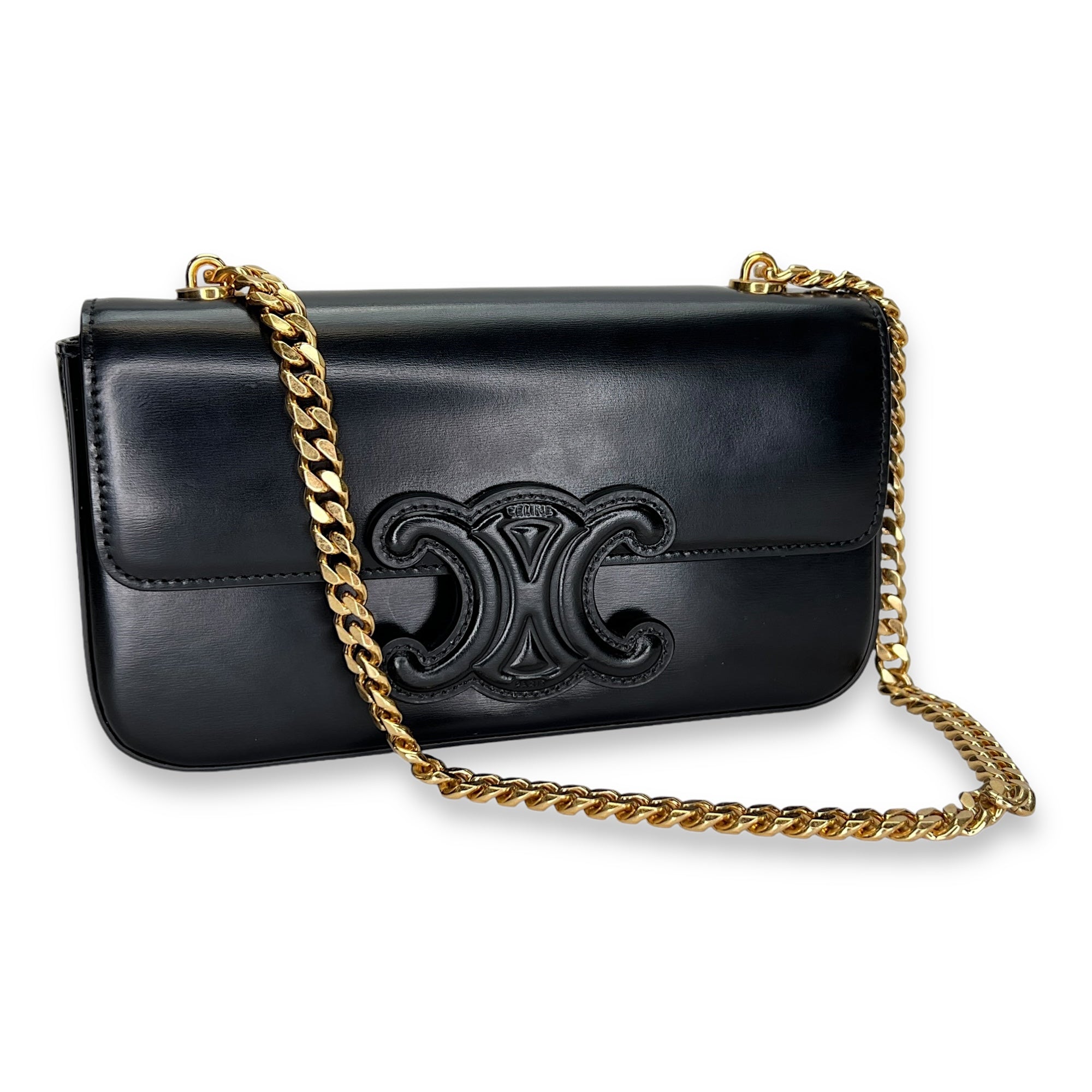 Triomphe Shoulder Bag Black in Calfskin , Gold Hardware - Image 10