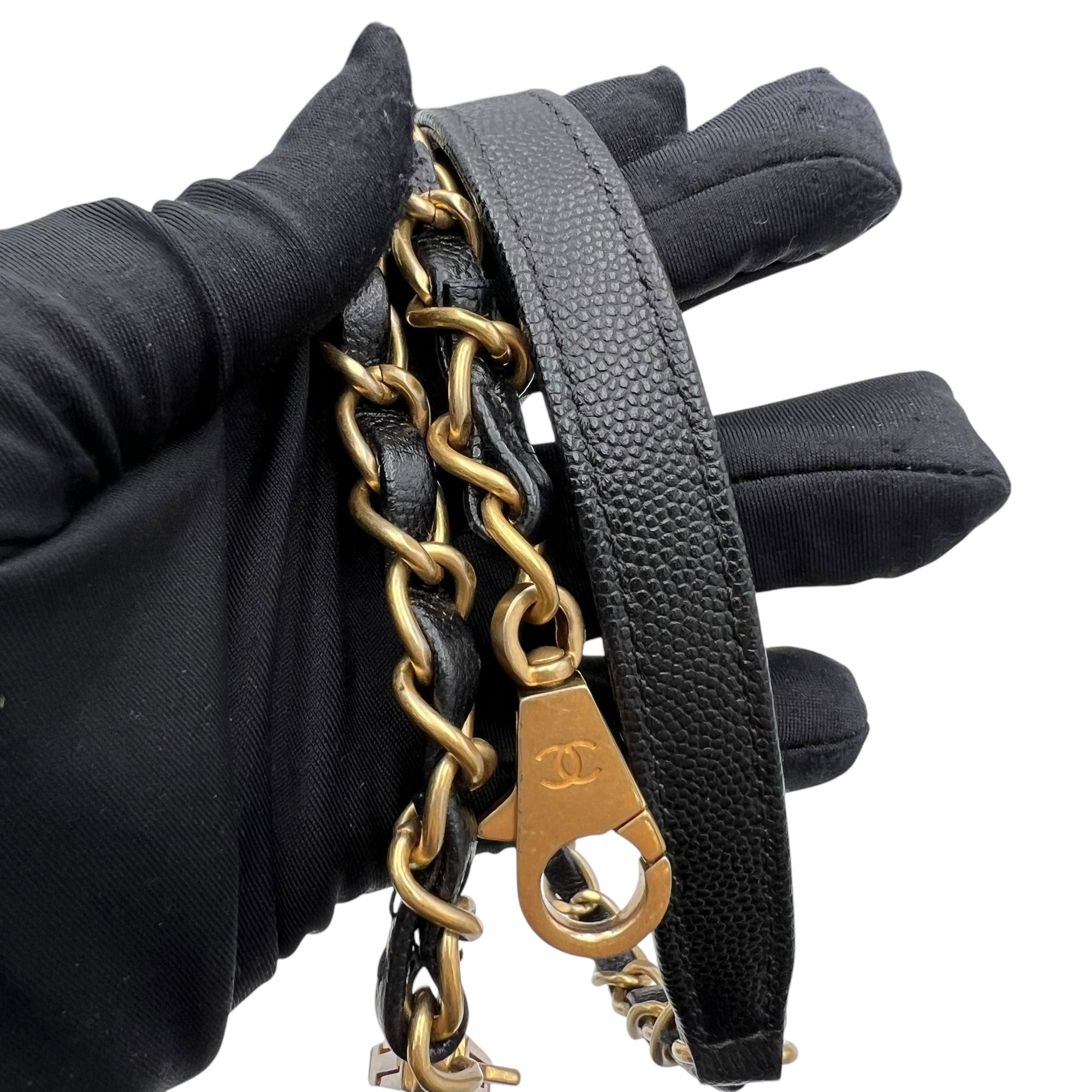 Coco Medium Black Top handle Bag in Caviar Leather, Gold hardware - Image 11