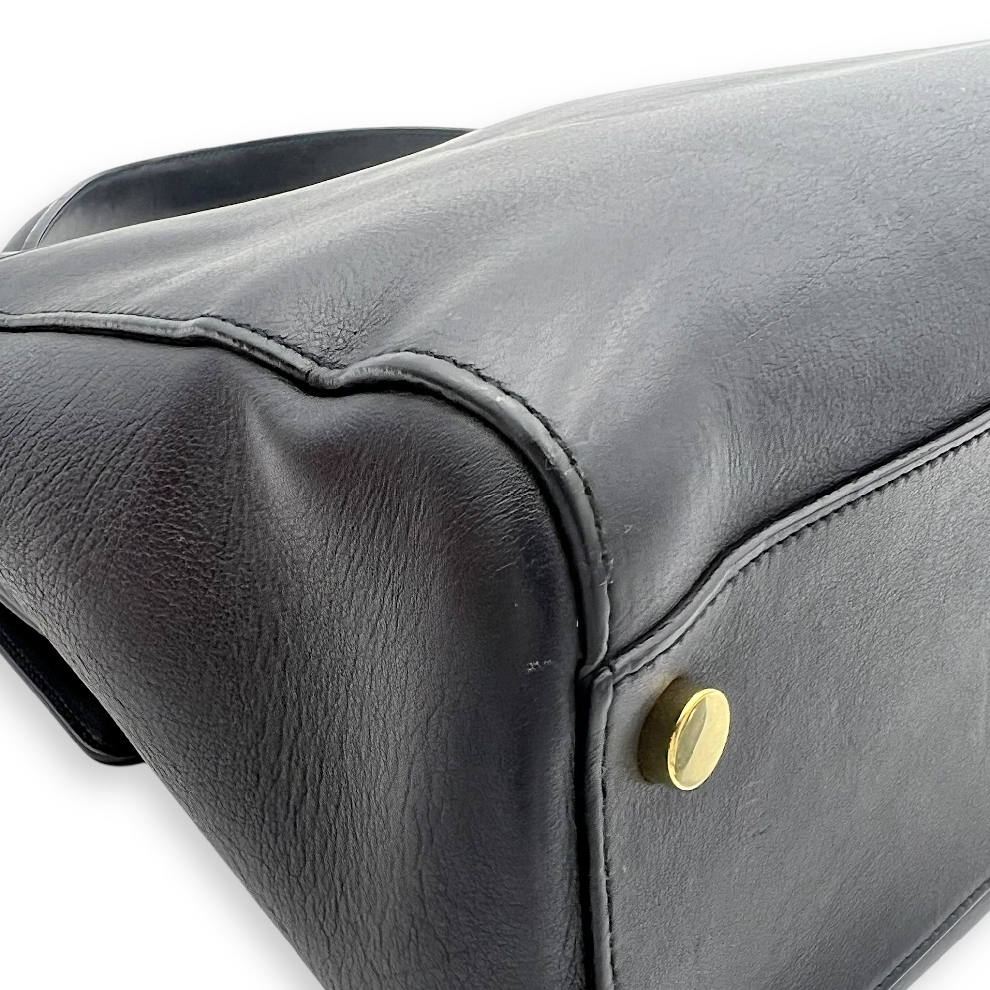 Moujik Top Handle Bag Blue in Calfskin, Gold hardware - Image 10