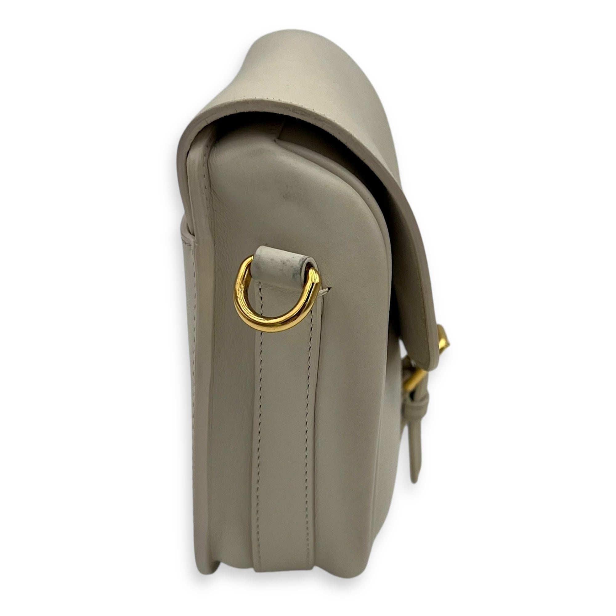 Bobby Medium White Crossbody Bag in Calfskin, Gold hardware - Image 5