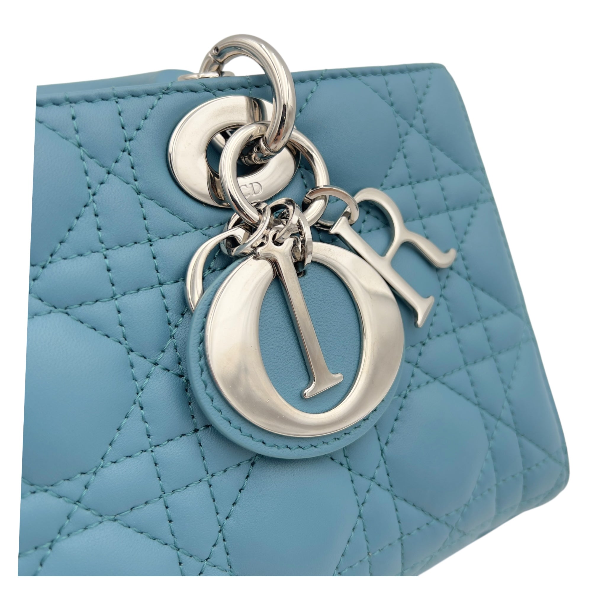 Lady D-Joy Top Handle Bag Medium Green in Lambskin, Gold hardware - Image 12