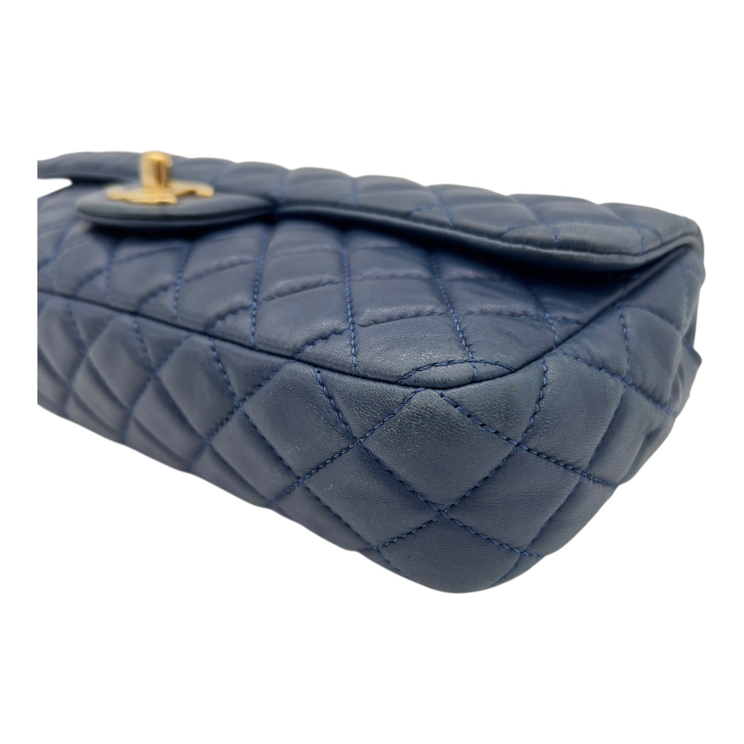 Valentine Charm Blue Shoulder Bag in Lambskin, Gold hardware - Image 12