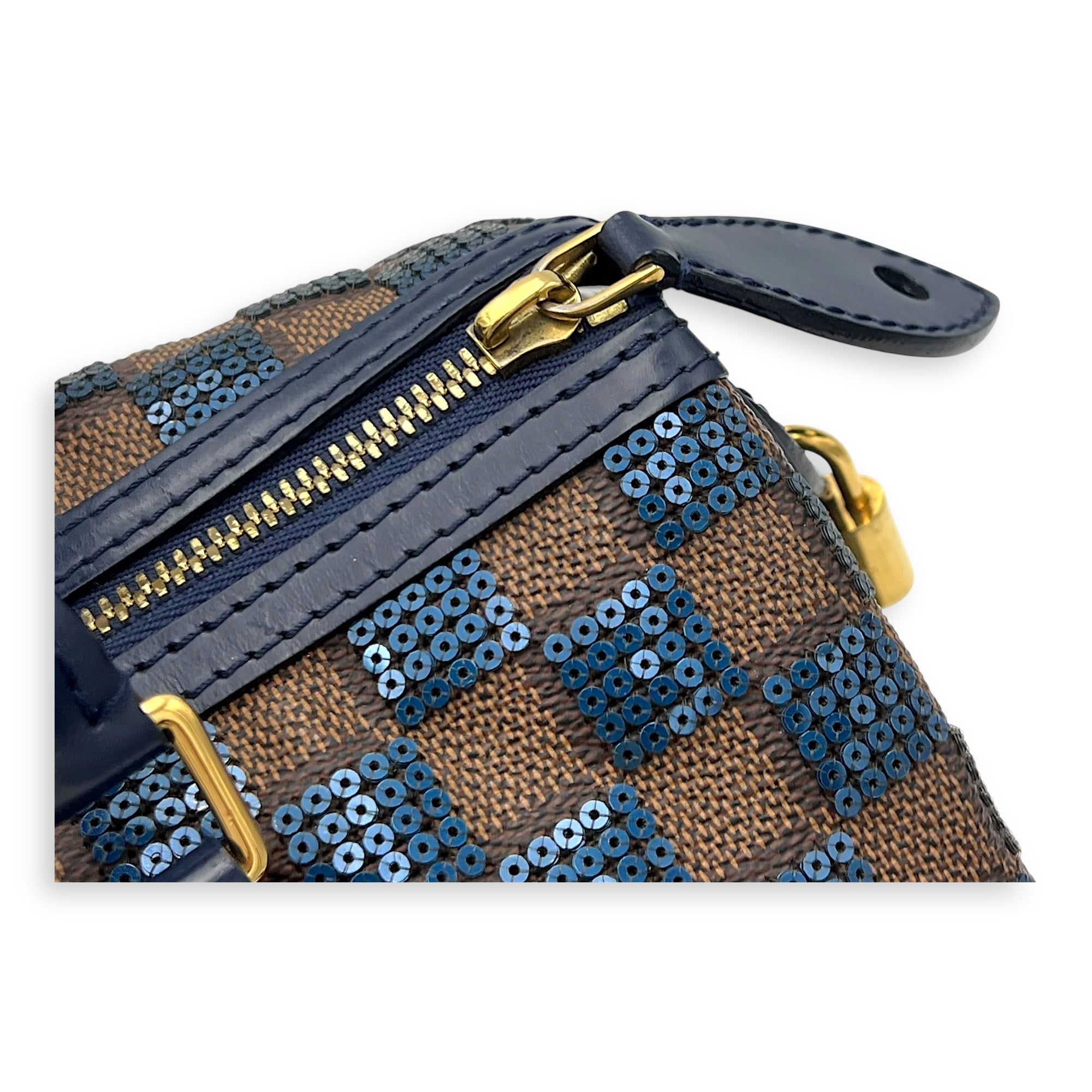 Limited Edition Speedy 30 Brown Top Handle Bag in Damier Paillettes, Gold hardware - Image 10