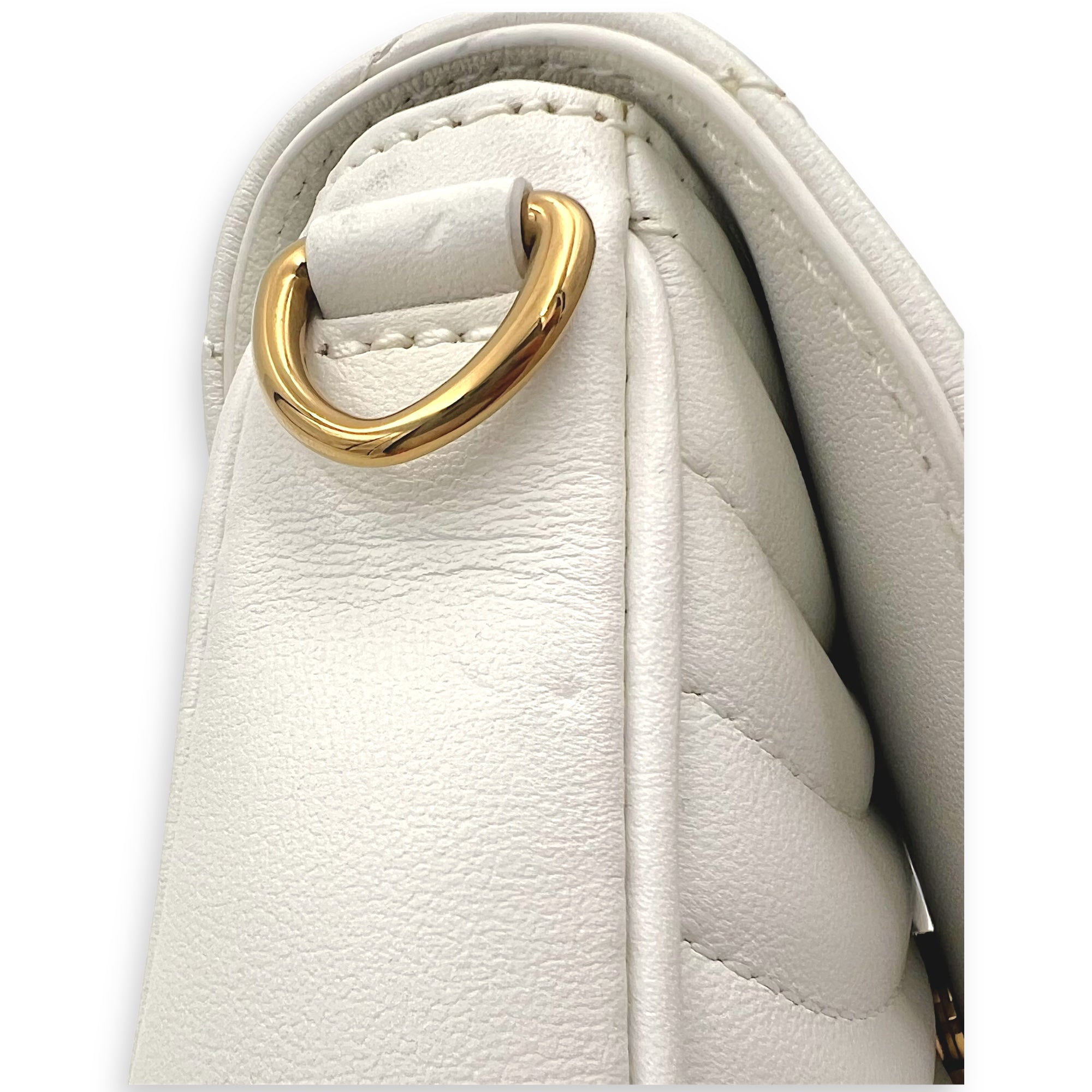 New Wave Crossbody Bag White in Calfskin, Gold hardware - Image 10
