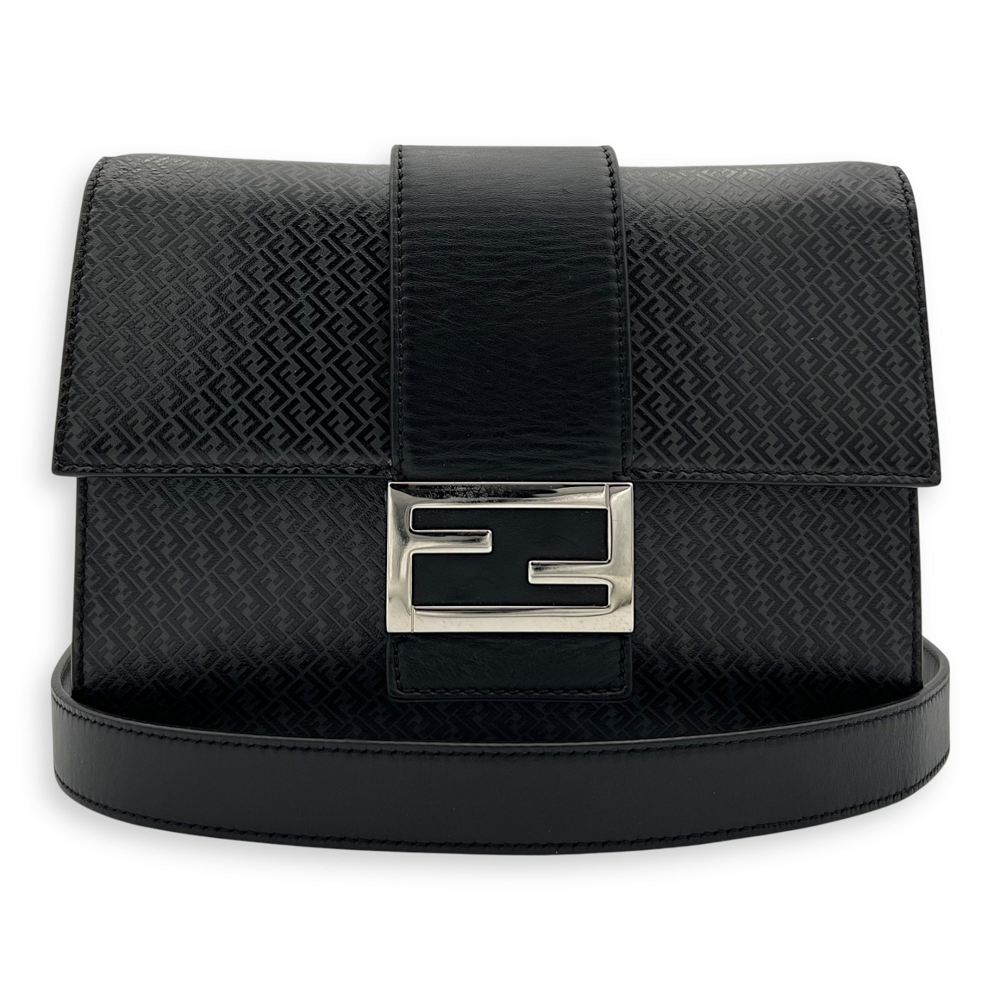 Baguette Crossbody Bag Grey in Calfskin, Silver hardware - Image 11