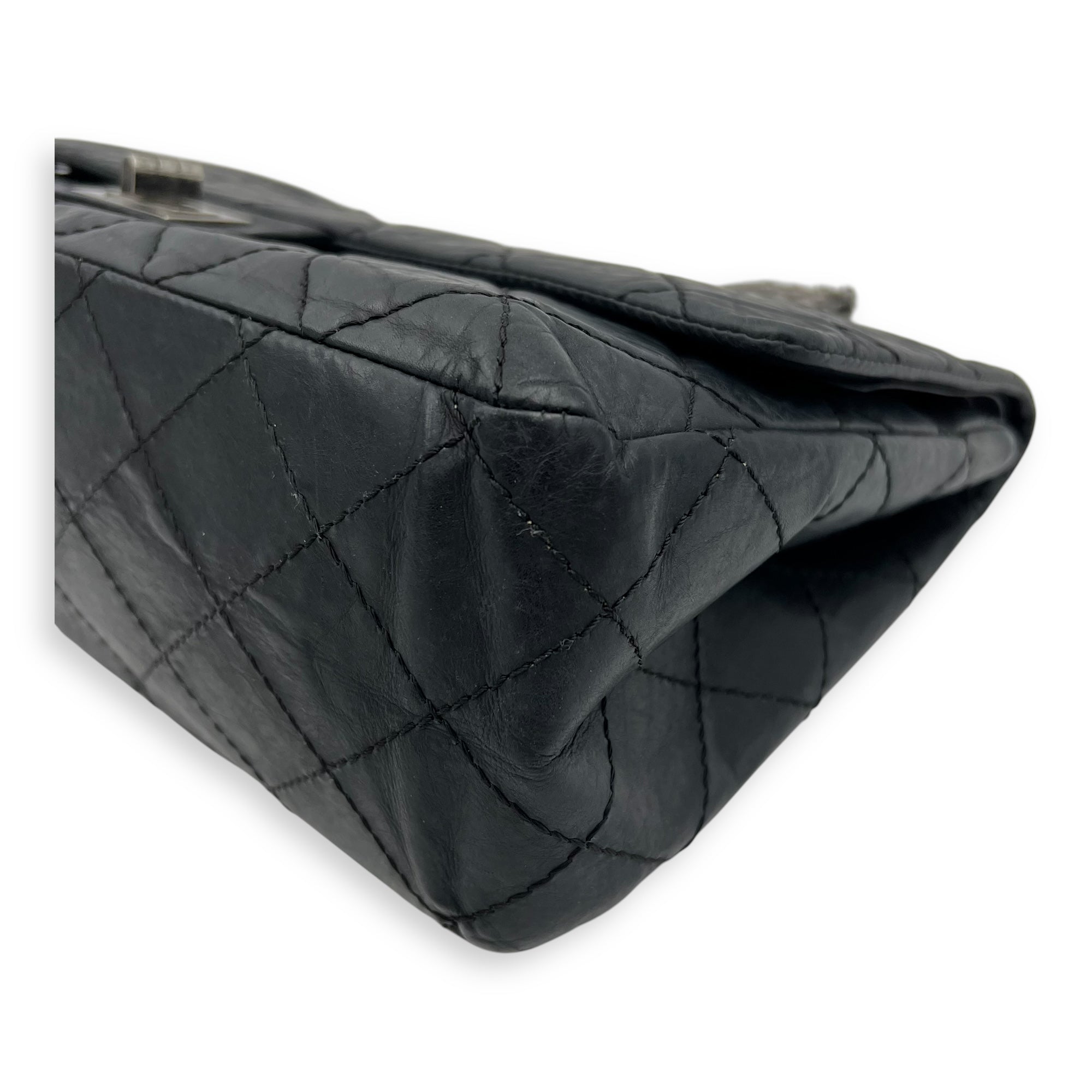2.55 227 Black Shoulder Bag in Calfskin, Ruthenium hardware - Image 9