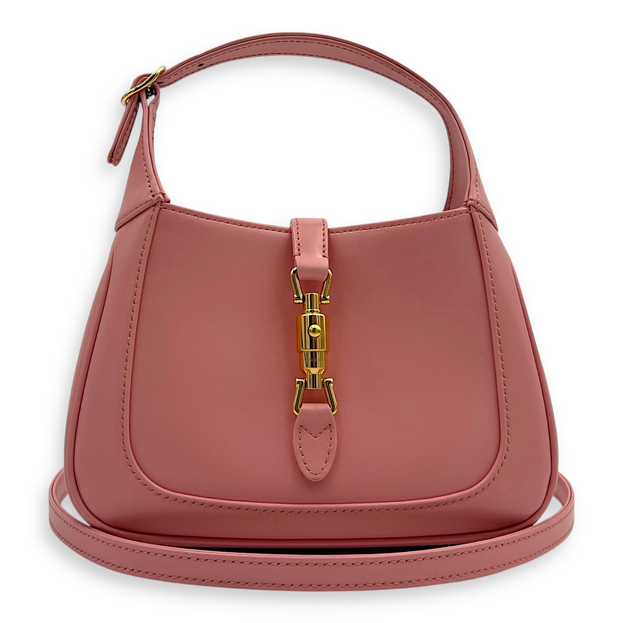 Jackie 1961 Crossbody Bag Mini Pink in Calfskin, Gold hardware - Image 11
