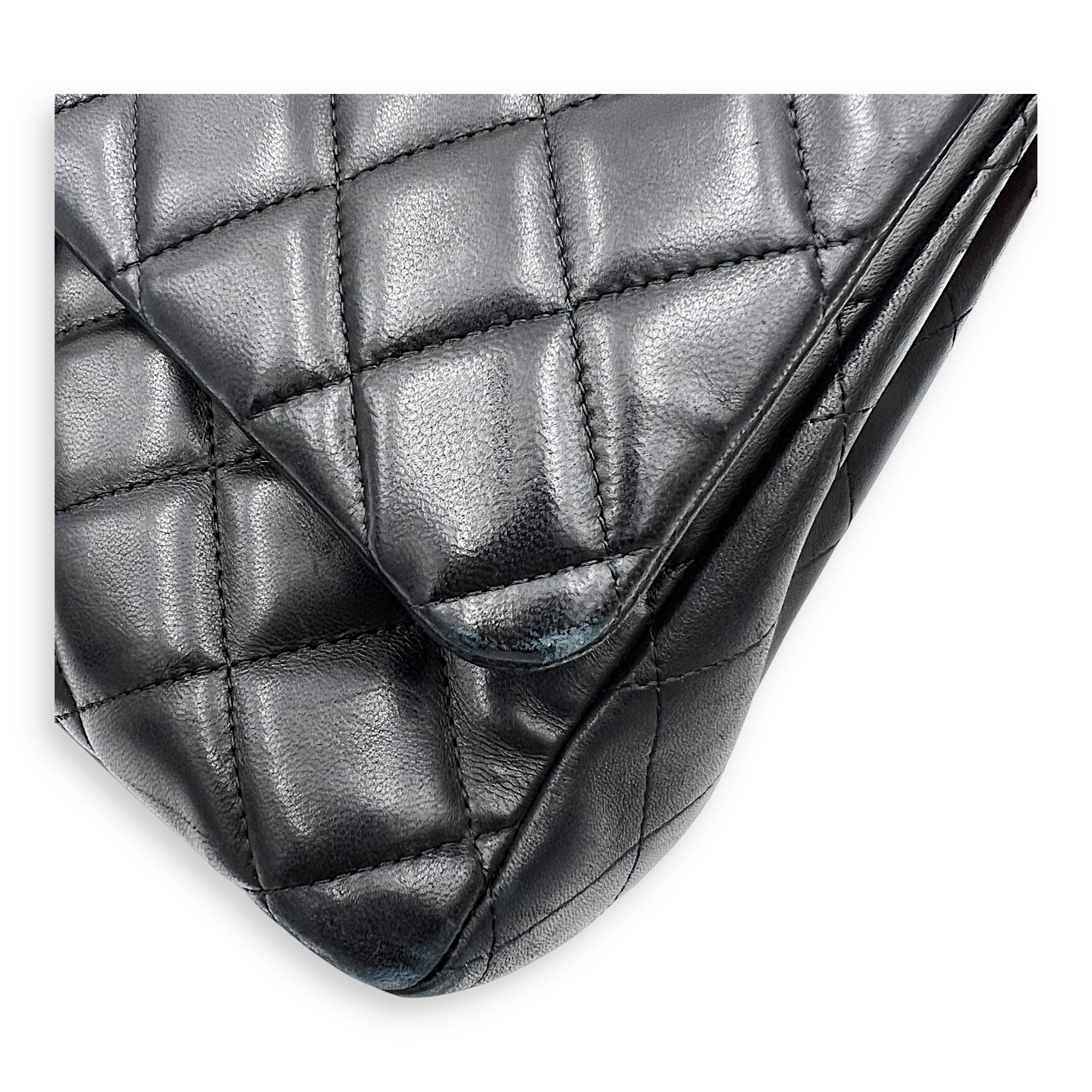 Classic Maxi Black Shoulder Bag in Lambskin, Silver hardware - Image 8
