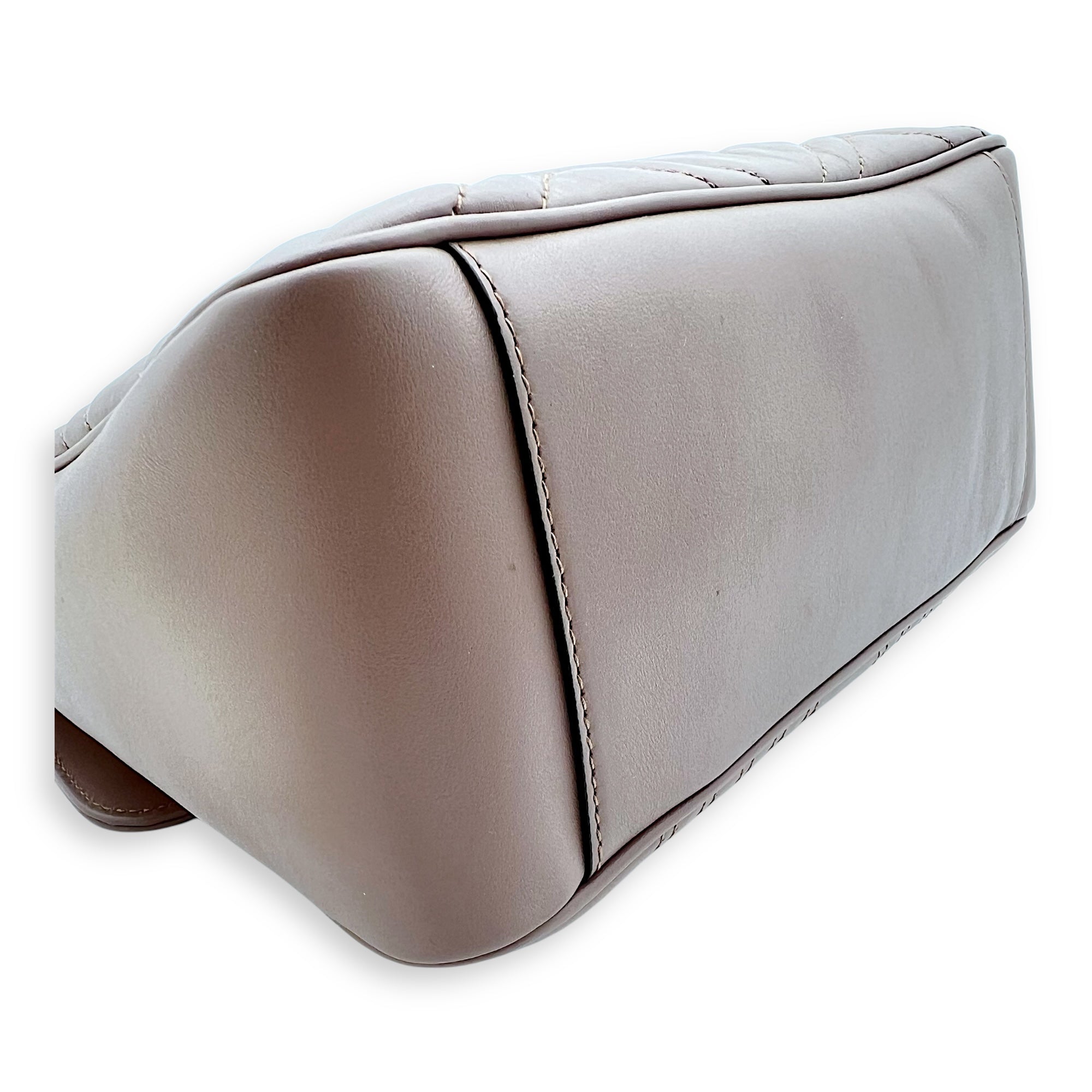 GG Marmont Top Handle Bag Beige in Calfskin, Gold hardware - Image 12