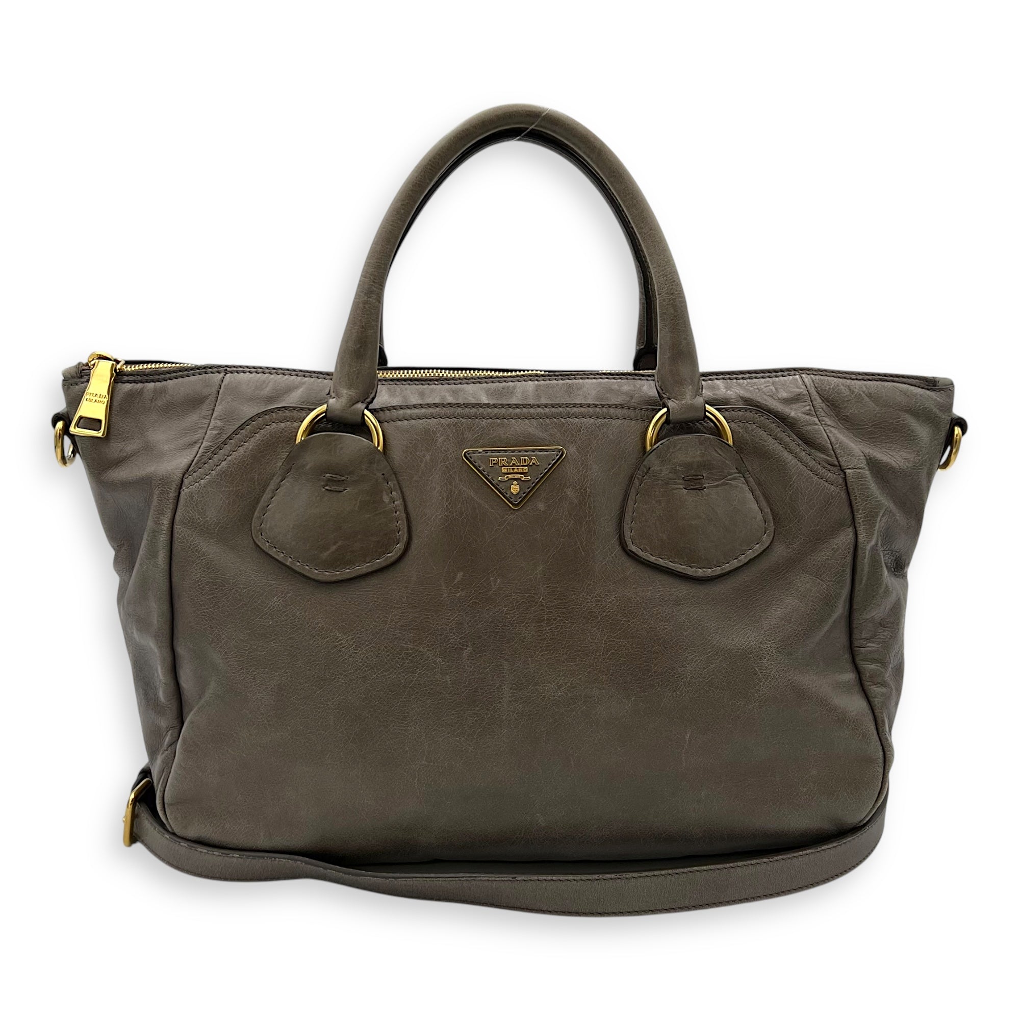2 way bag Top Handle Bag Brown in Calfskin, Gold hardware - Image 12