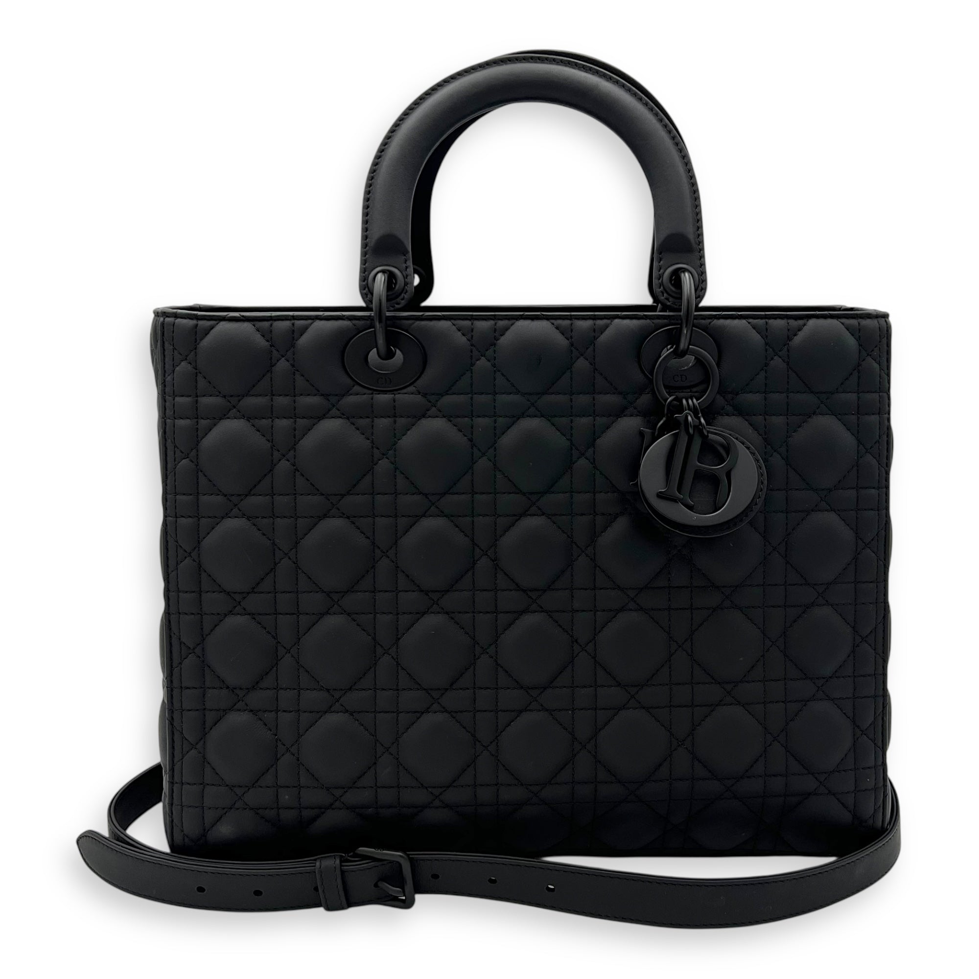 Lady Dior Top Handle Bag Large Ultramatte in Lambskin, Lacquered Metal hardware - Image 12