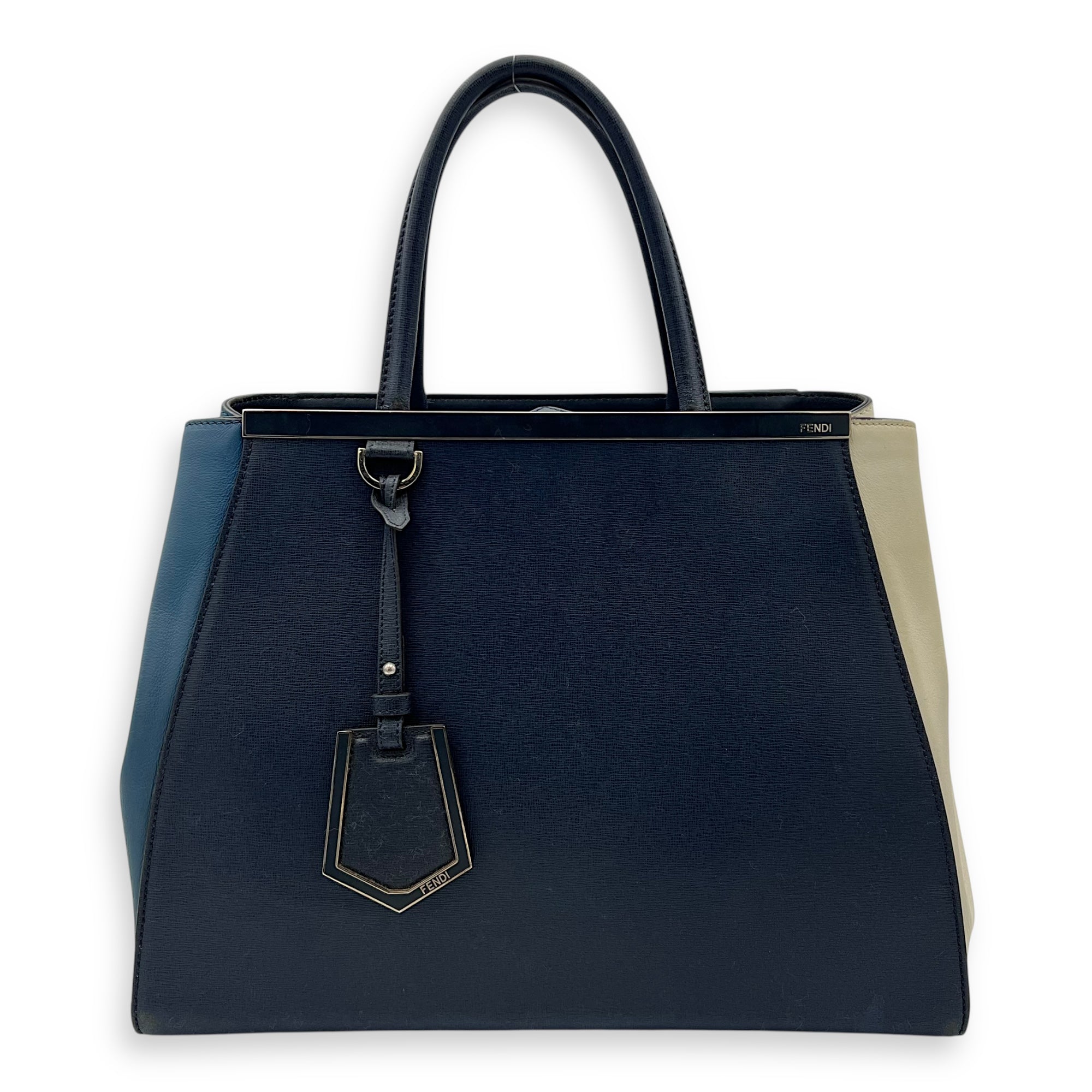 2Jours Top Handle Bag Blue in Calfskin, Silver hardware